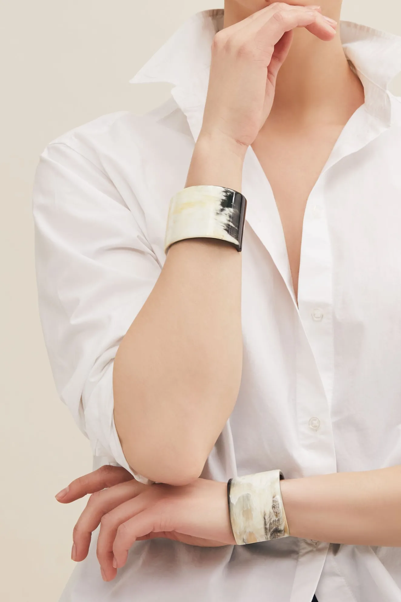 Buffalo Horn White Natural Cuff