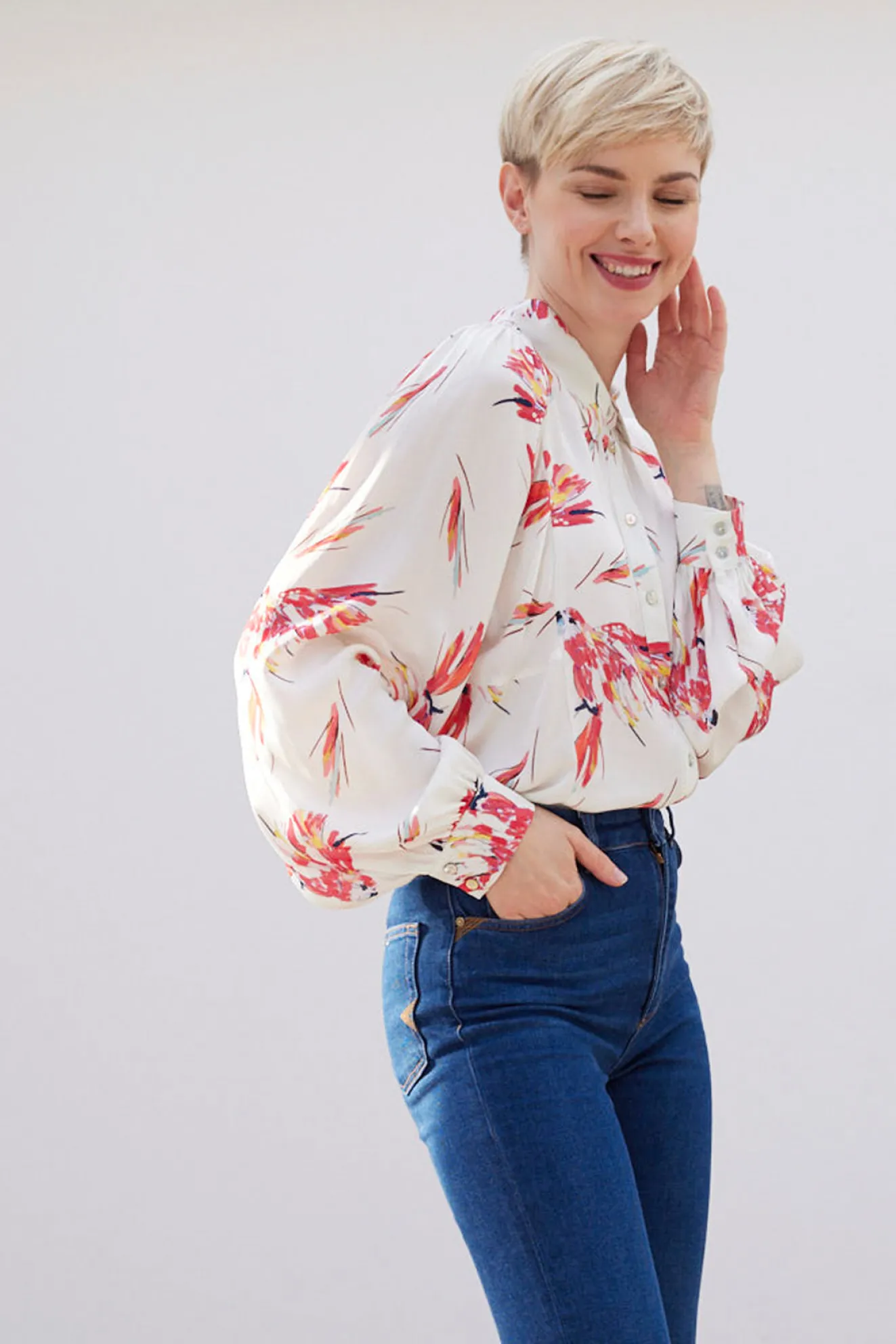 Pom Amsterdam Parrots Ecru Blouse