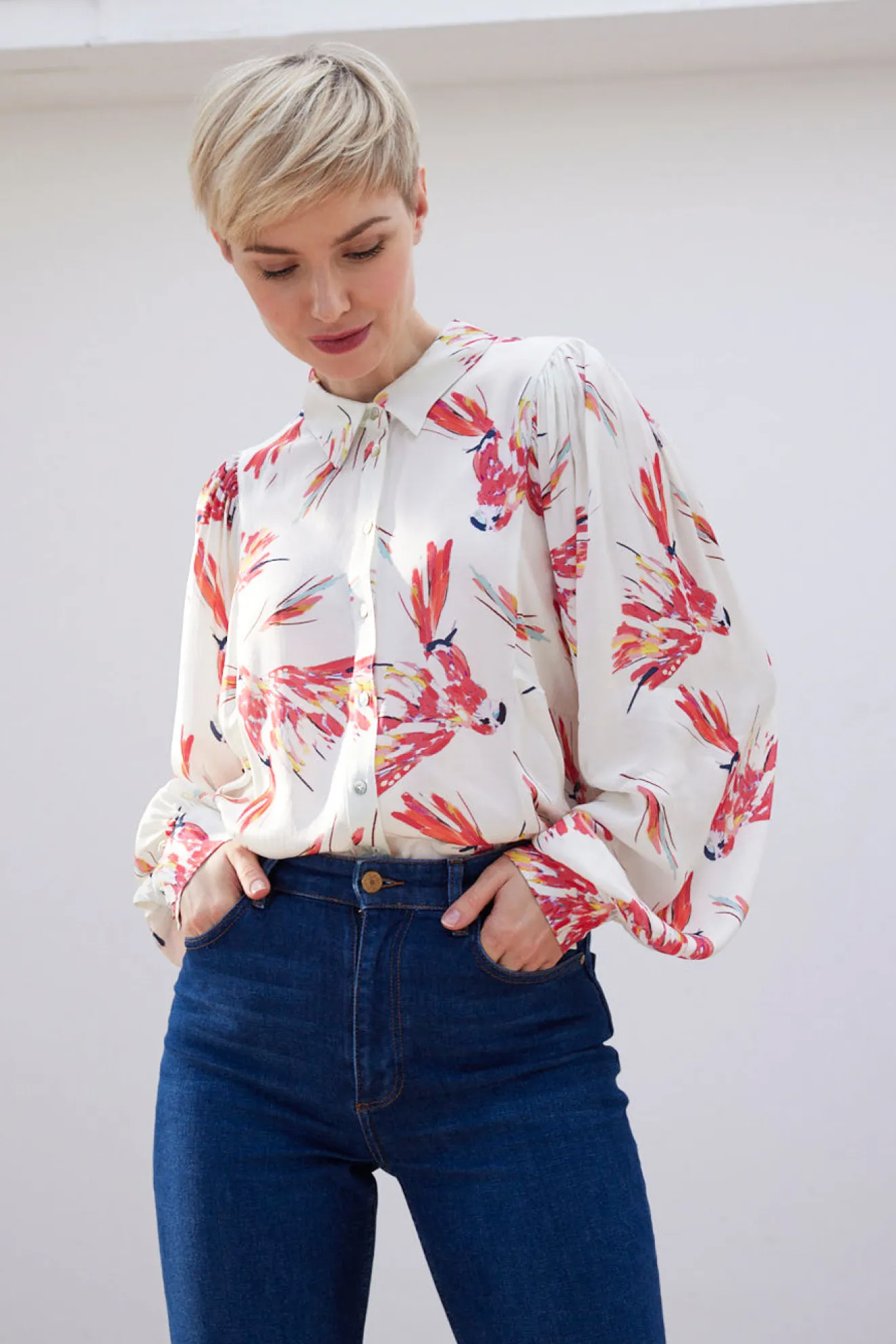 Pom Amsterdam Parrots Ecru Blouse