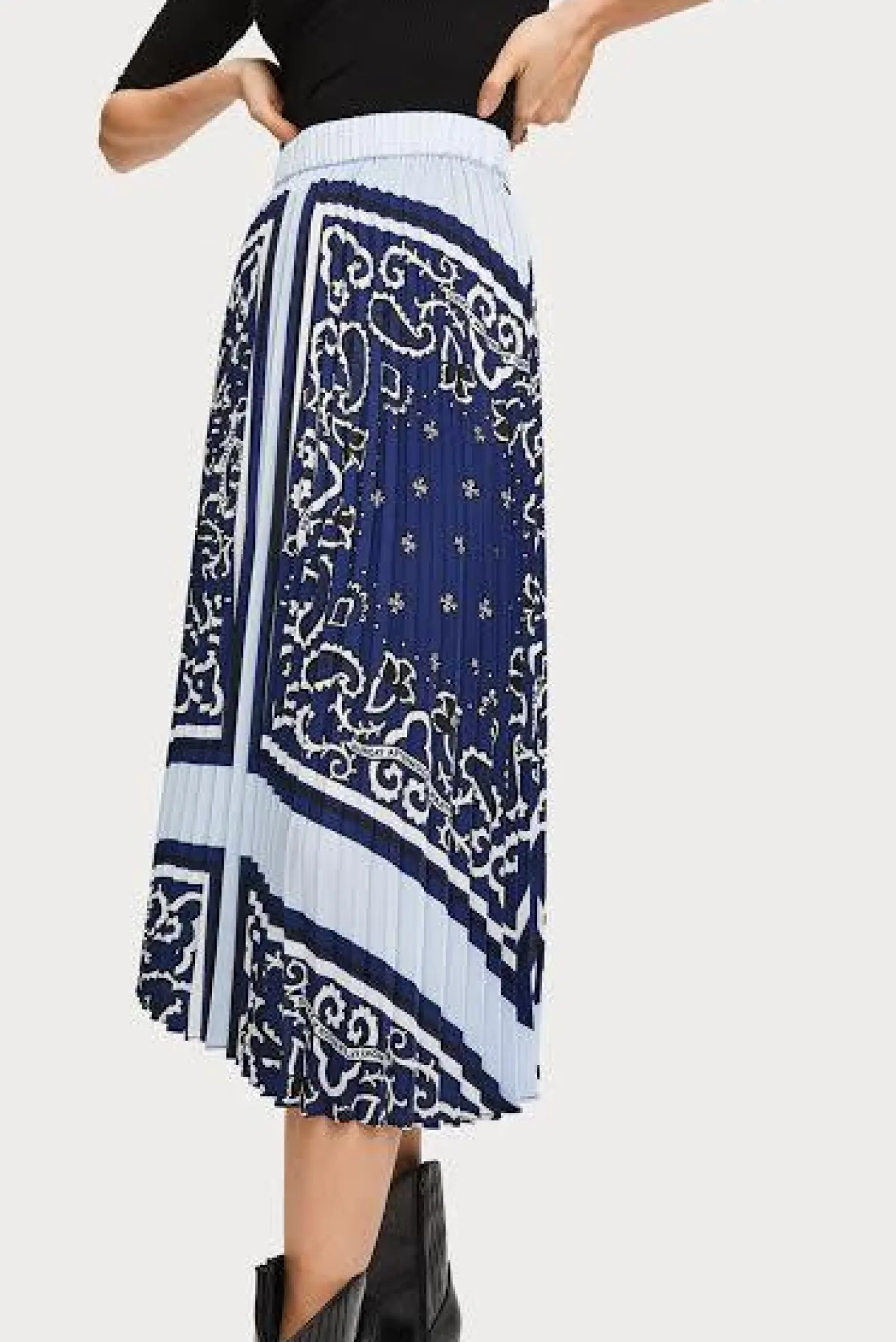 Scotch & Soda Pleated Plisse Blue Midi Skirt