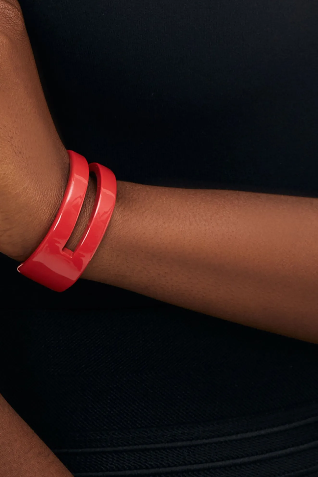 Rose Red Horn Cut Out Cuff Bracelet