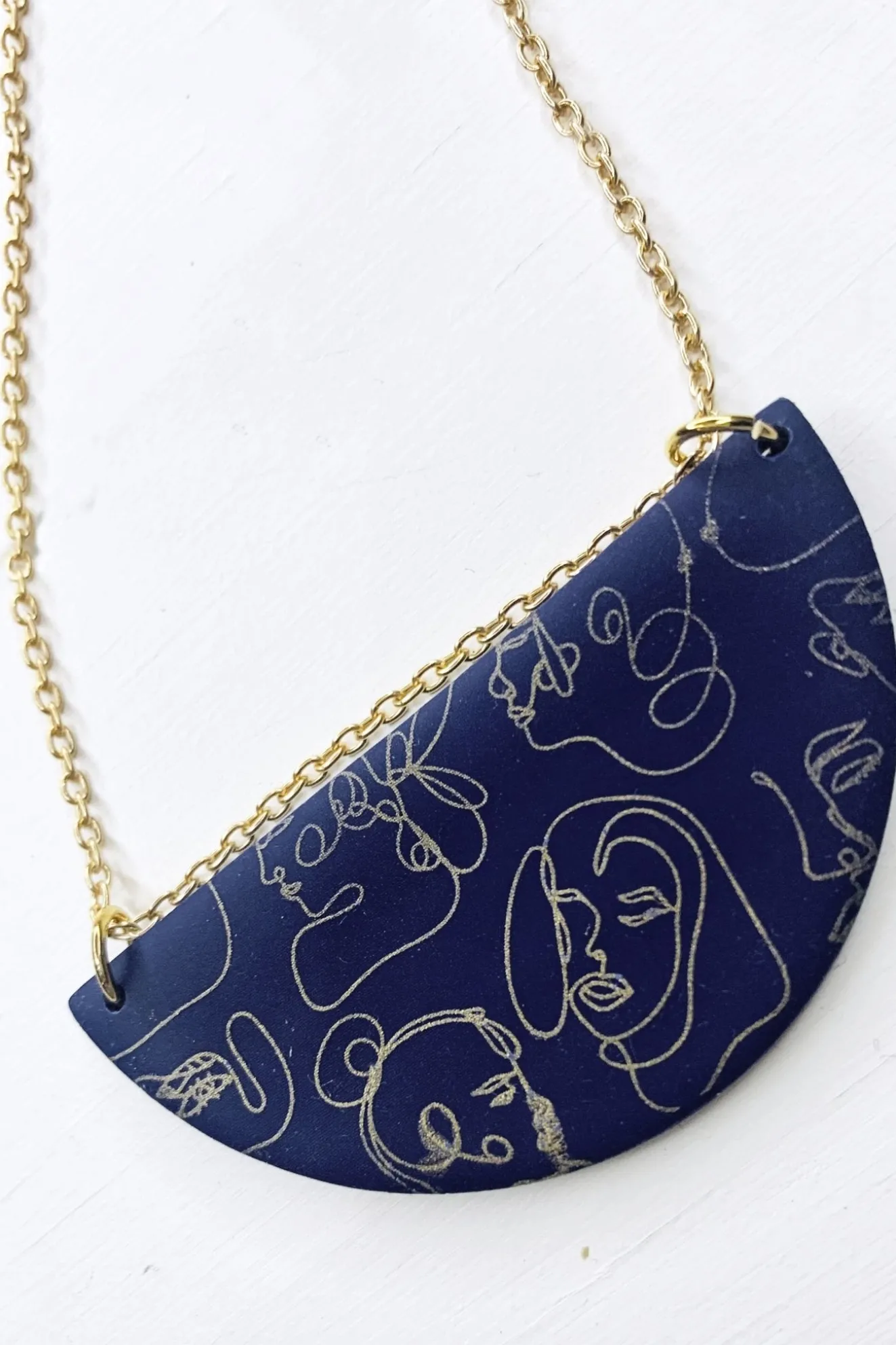 Faces Navy Medium Necklace