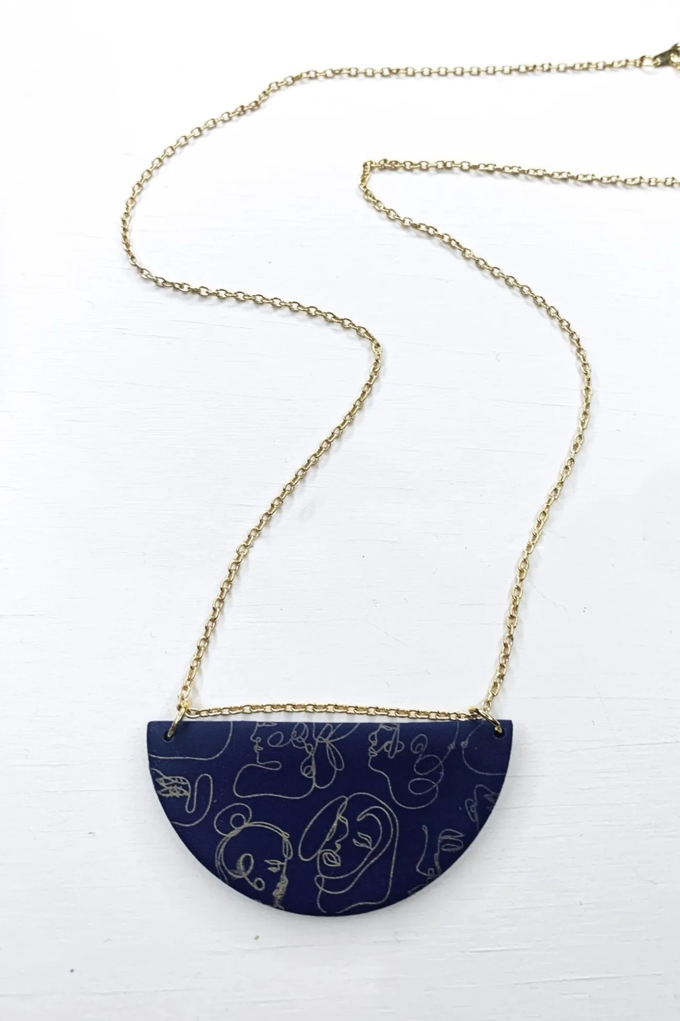 Faces Navy Medium Necklace