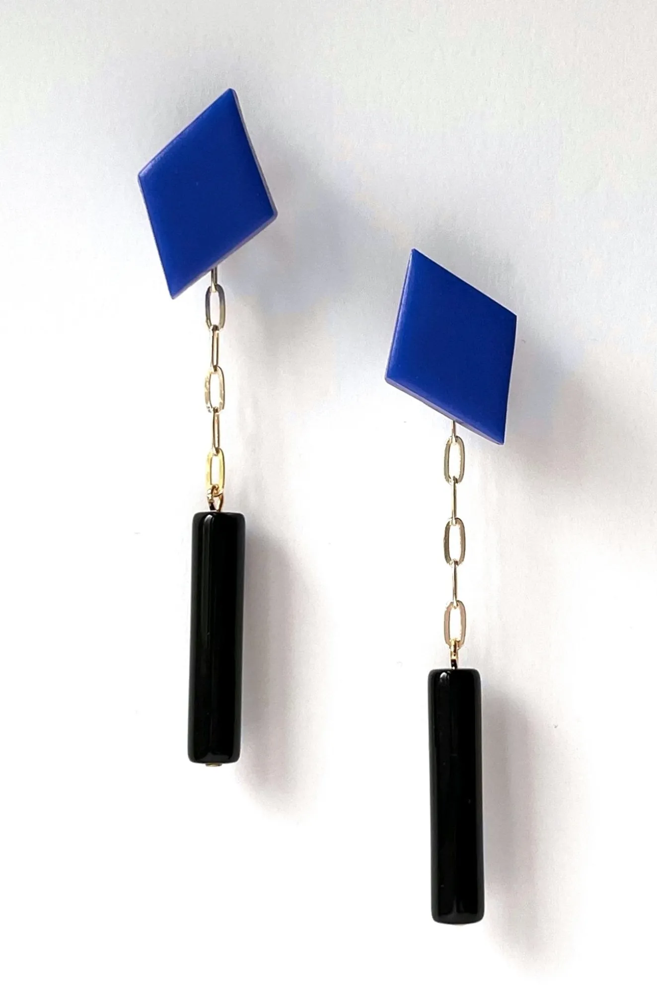Gaia Cobalt With Black Beads 2-In-1 Earrings