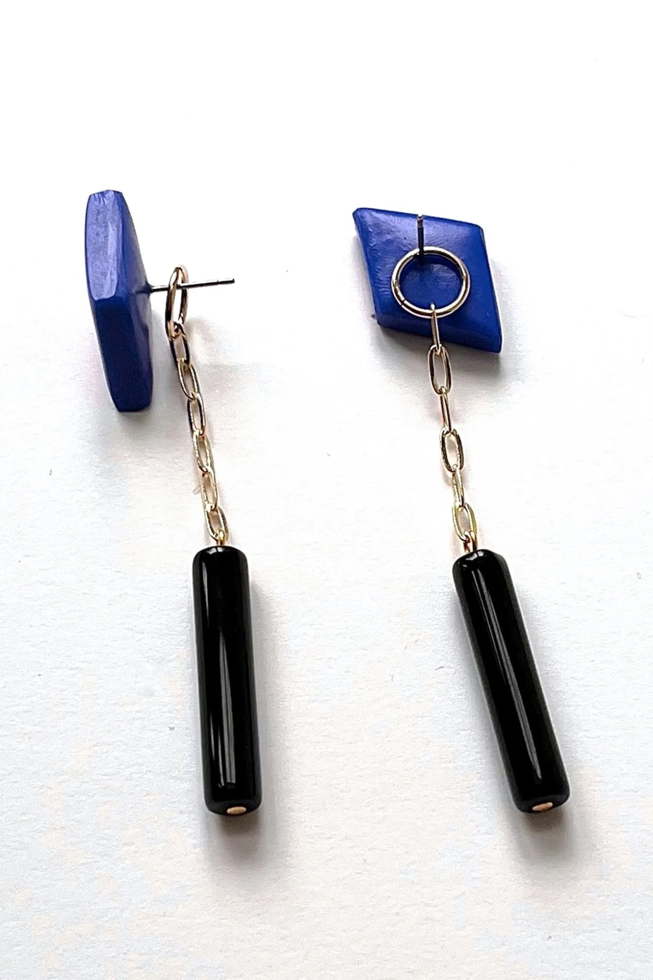 Gaia Cobalt With Black Beads 2-In-1 Earrings