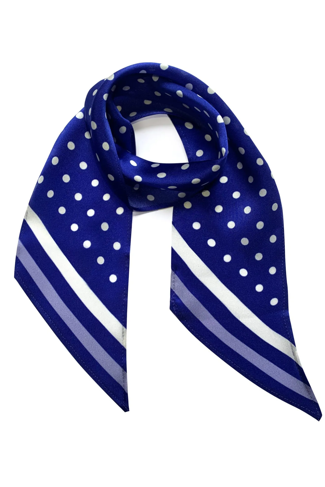 Polka Dot Cobalt Blue Silk Neck Scarf