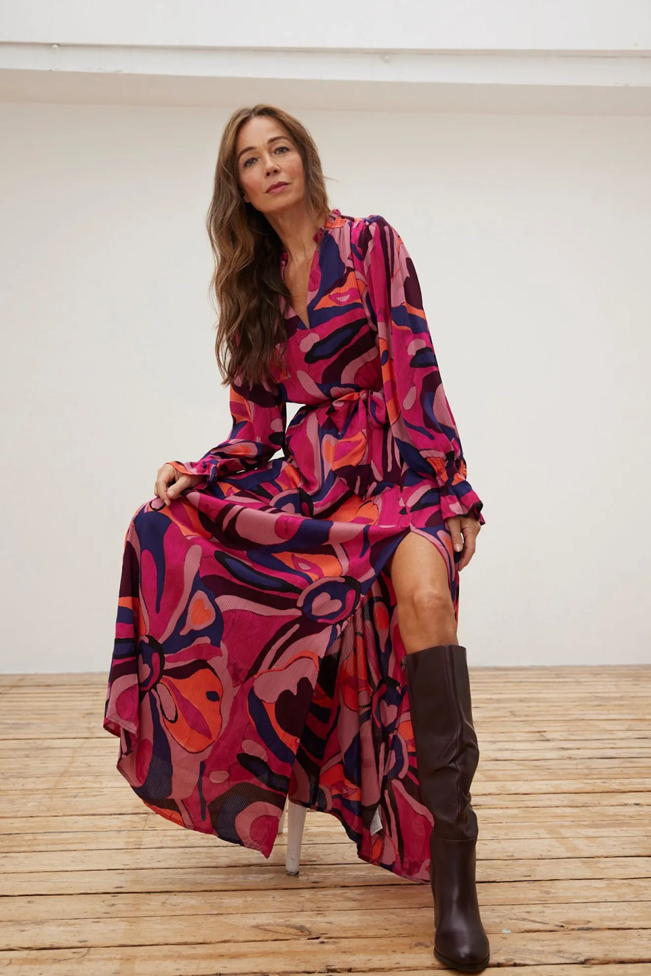 Fabienne Chapot Sarasara Printed Pink Maxi Dress