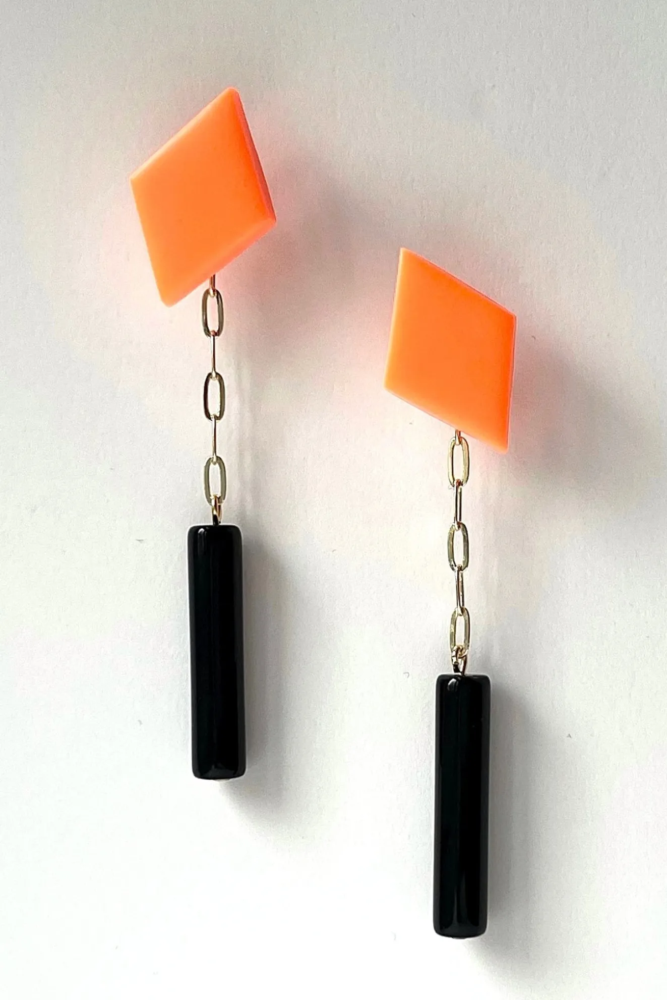Gaia Orange With Black Beads 2-In-1 Earrings