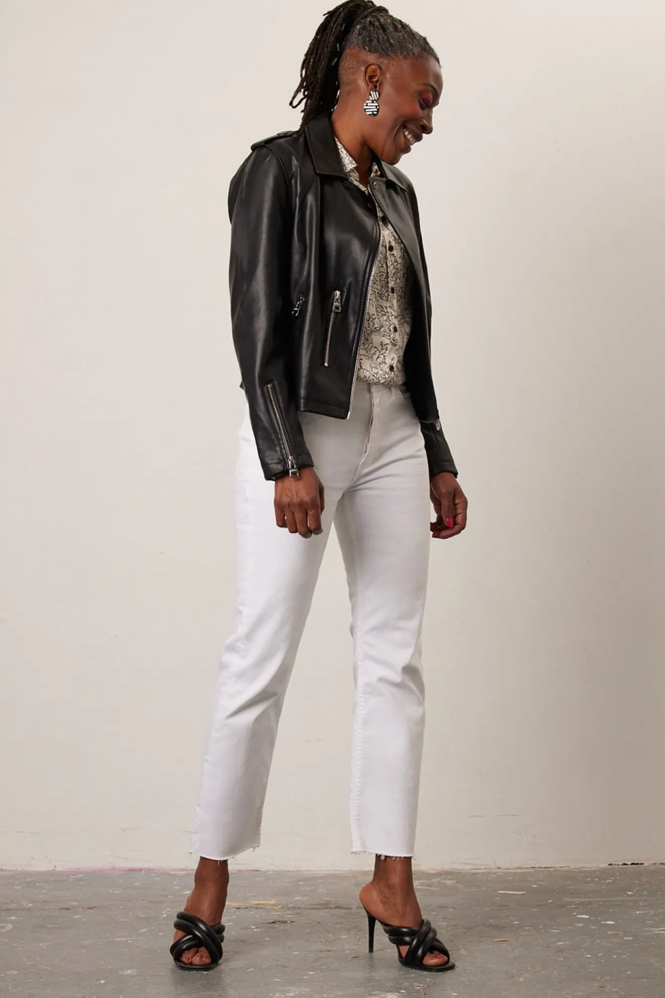 Jakke Beau Faux Leather Black Biker Jacket