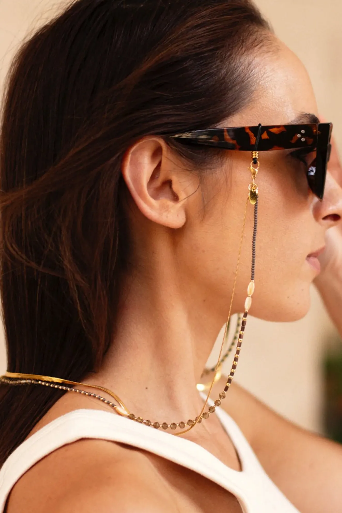 Emma-Jane Beaded & Gold Double Sunglasses Chain