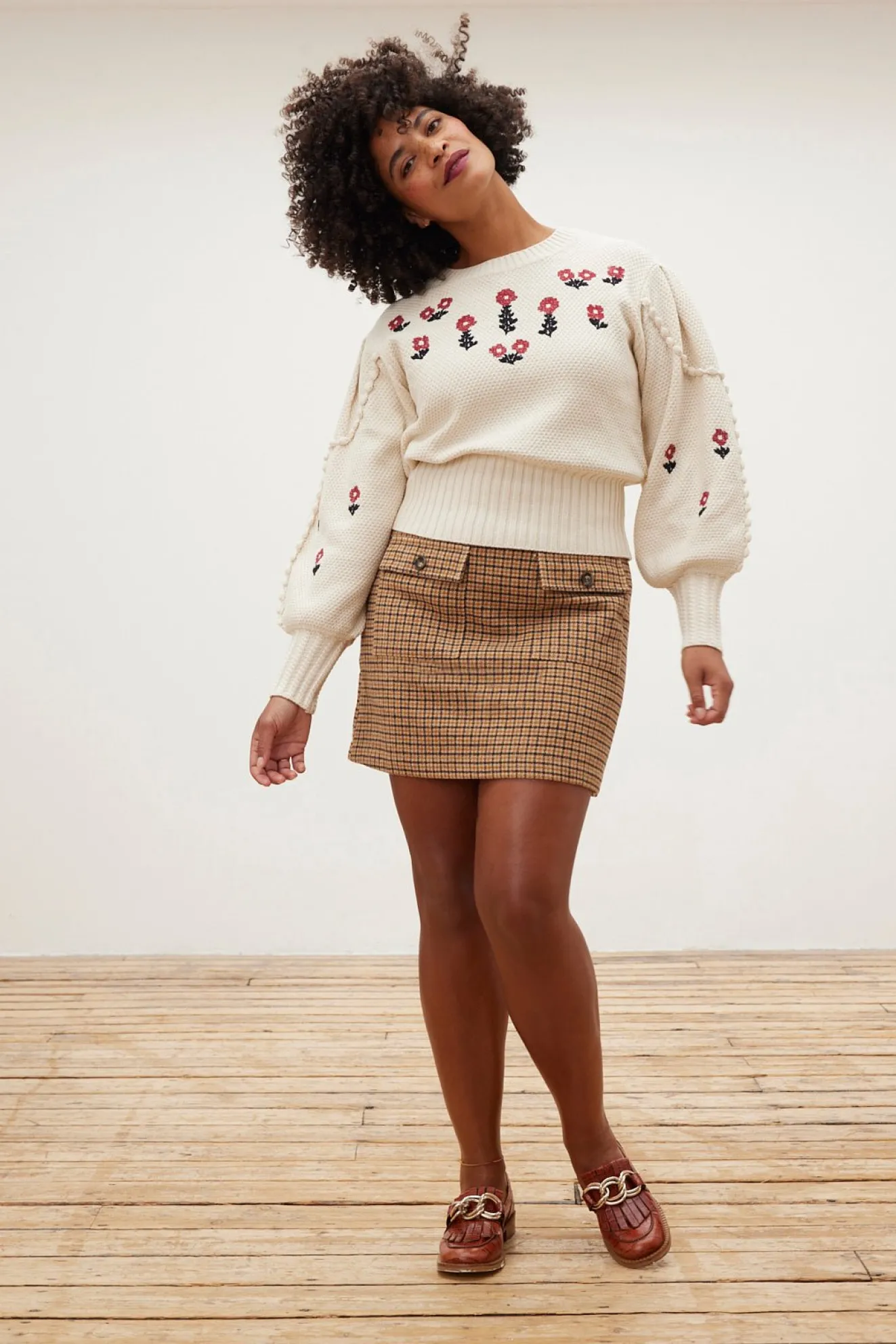 Fabienne Chapot Rizo Floral Embroidered Cream Jumper