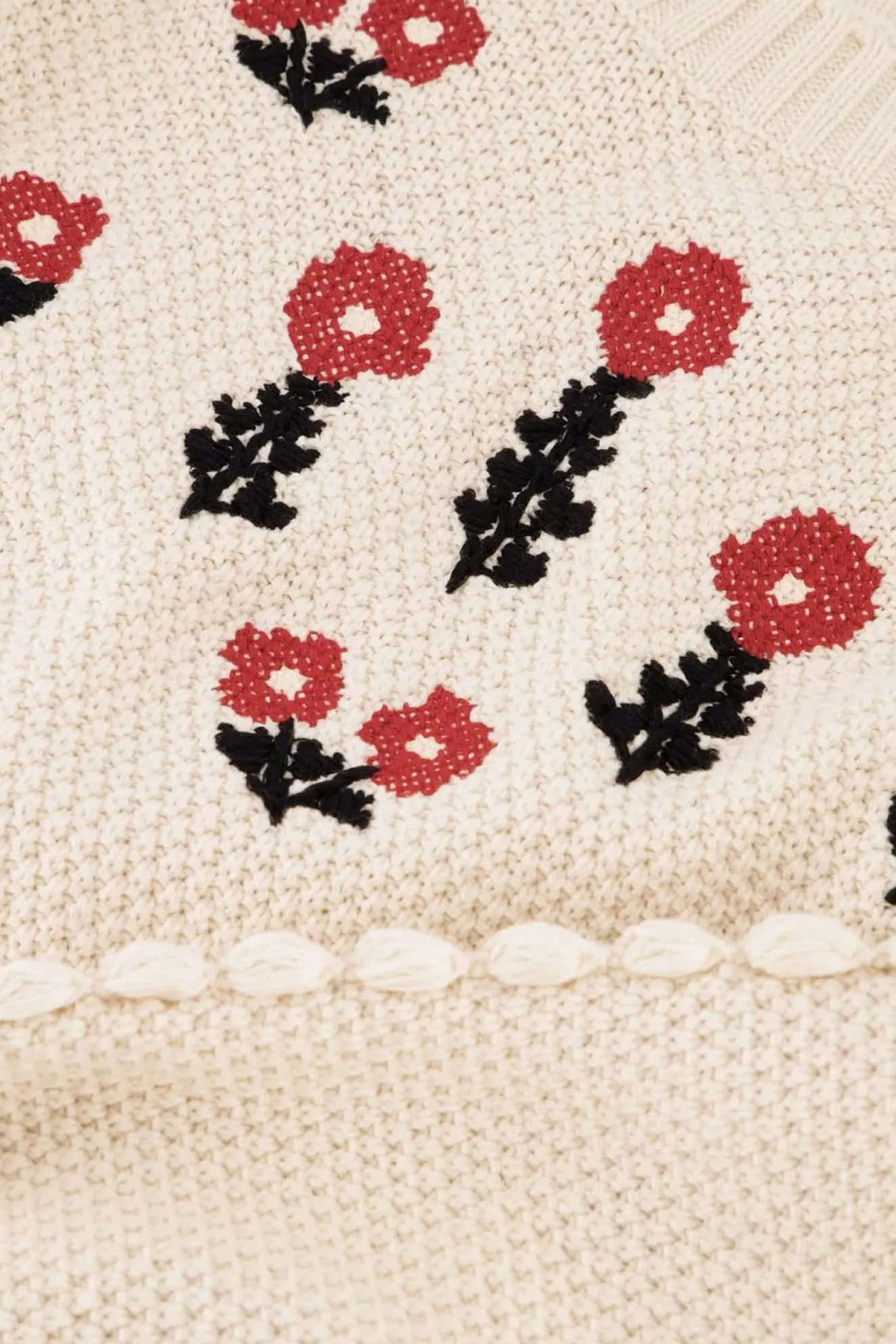 Fabienne Chapot Rizo Floral Embroidered Cream Jumper