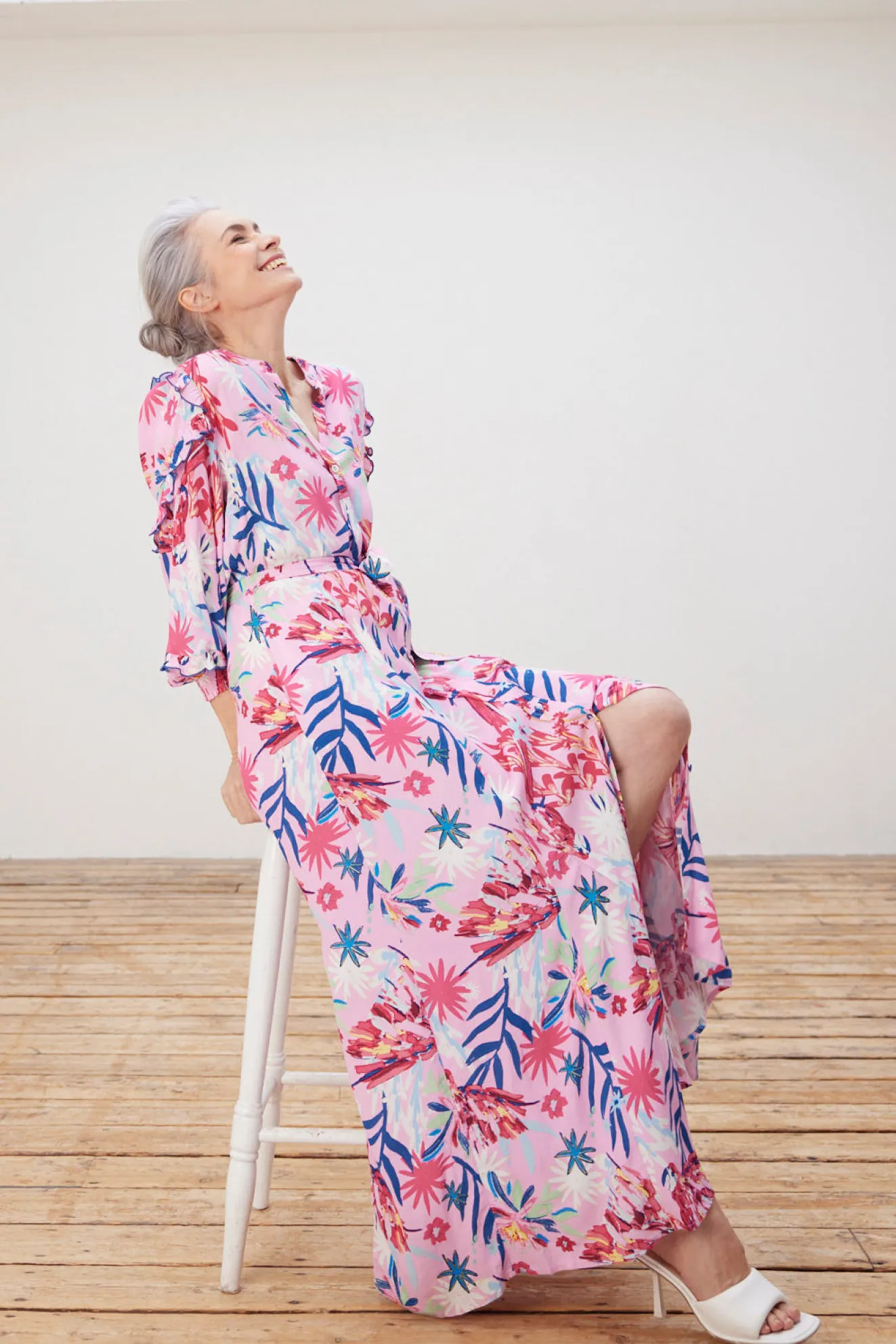 Pom Amsterdam Botanical Pink Maxi Dress