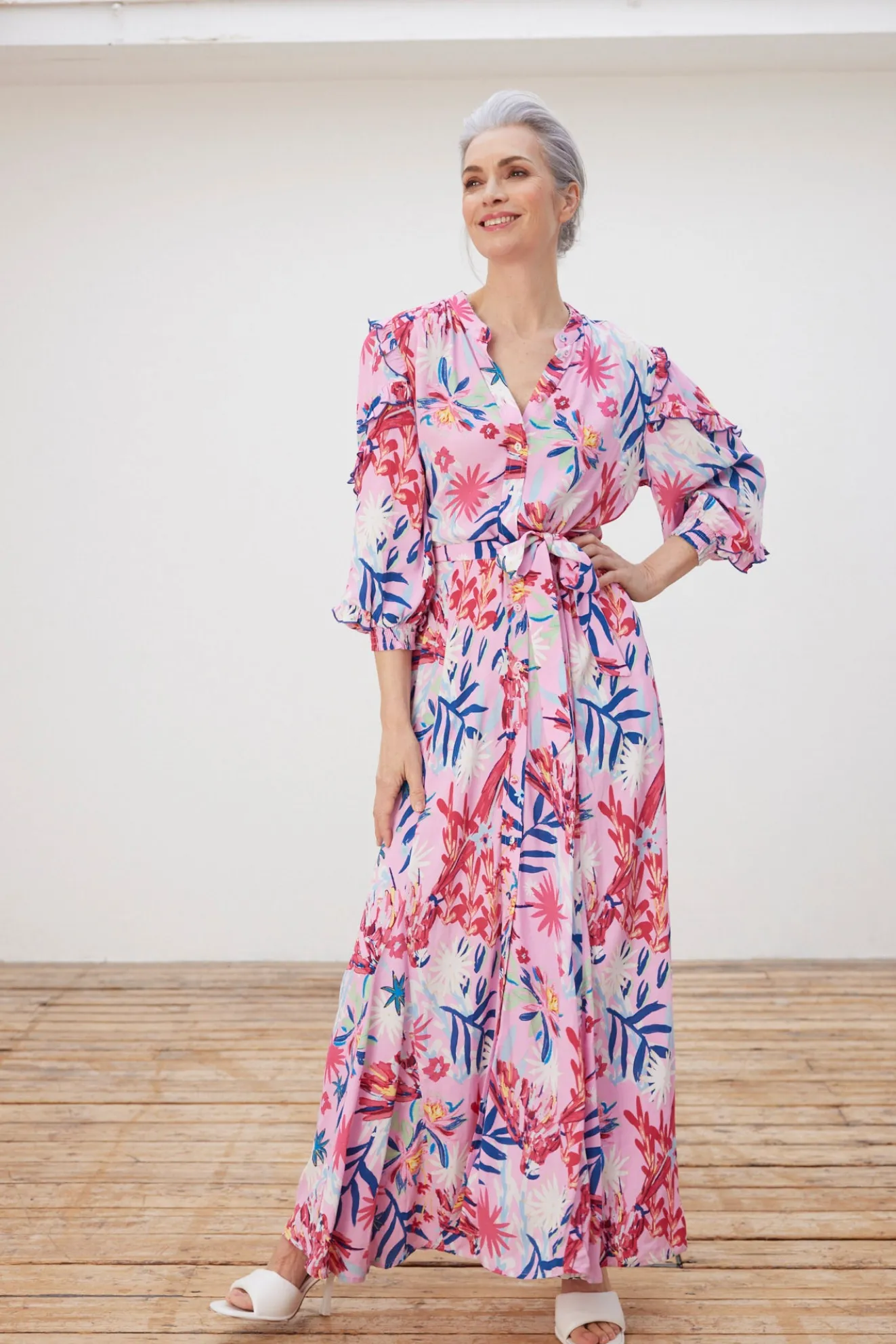 Pom Amsterdam Botanical Pink Maxi Dress