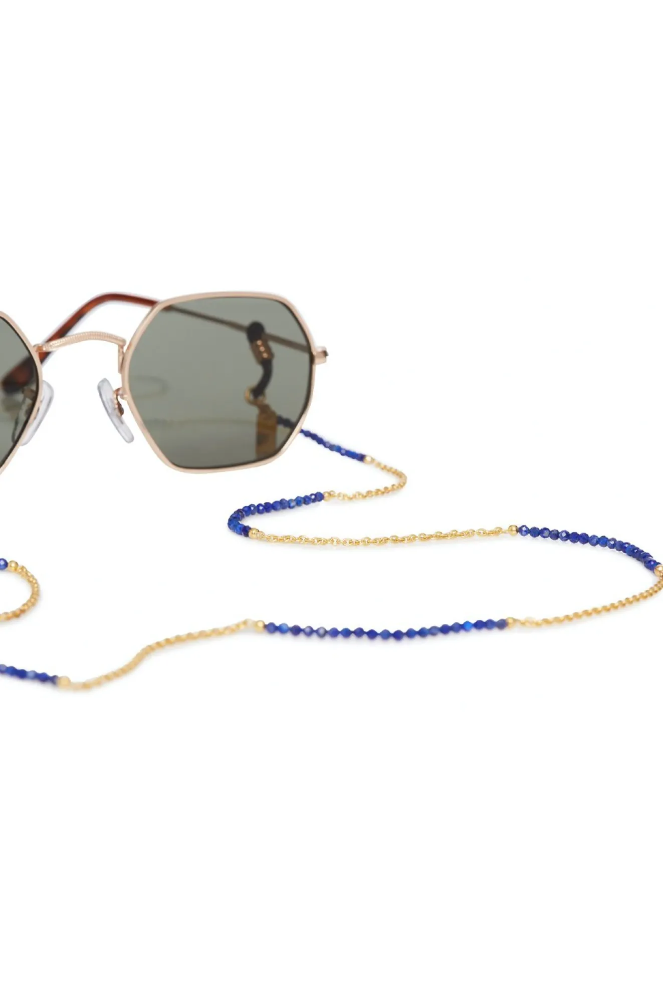 24K Gold Plated Lapis Lazuli Glasses Chain & Bracelet