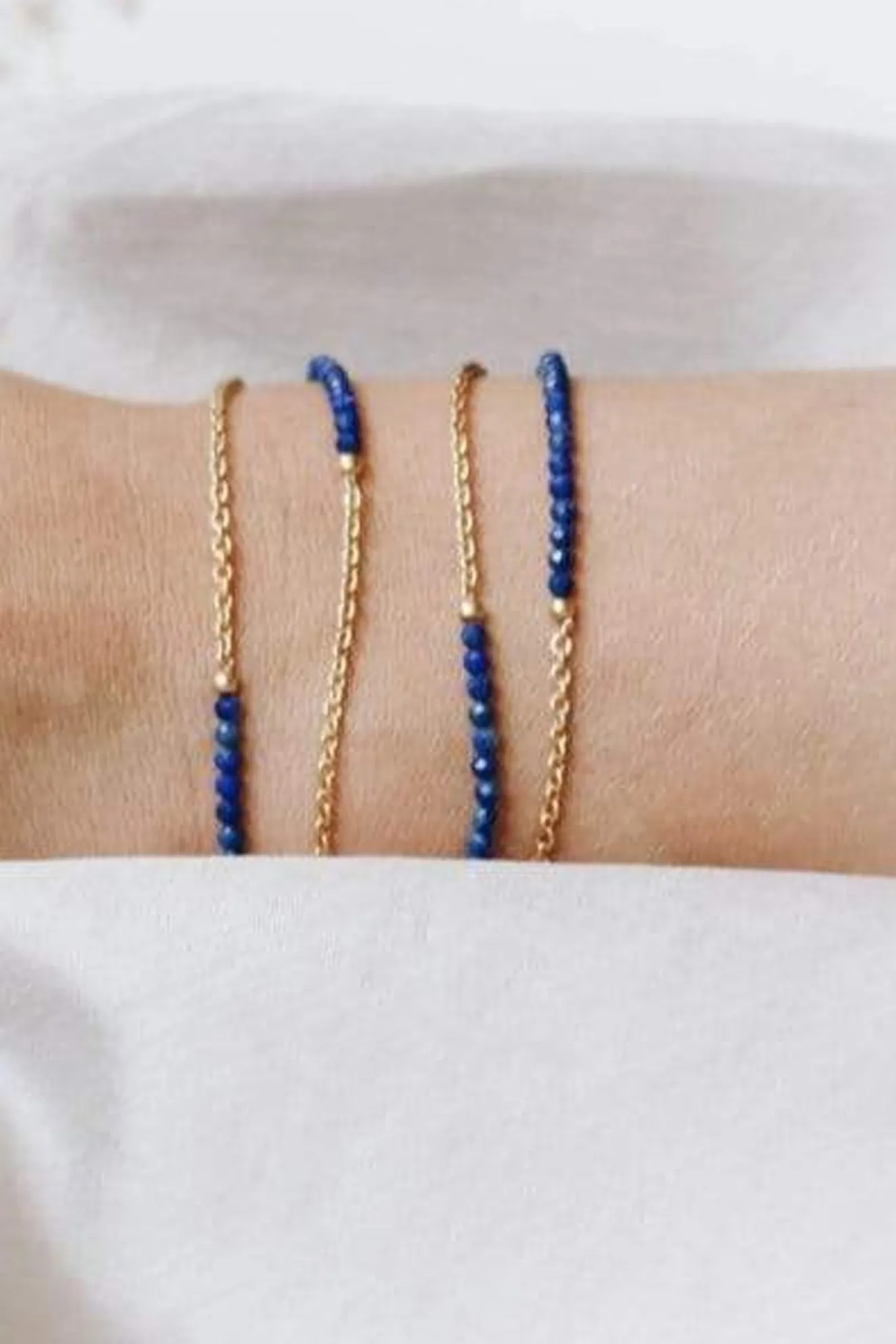 24K Gold Plated Lapis Lazuli Glasses Chain & Bracelet