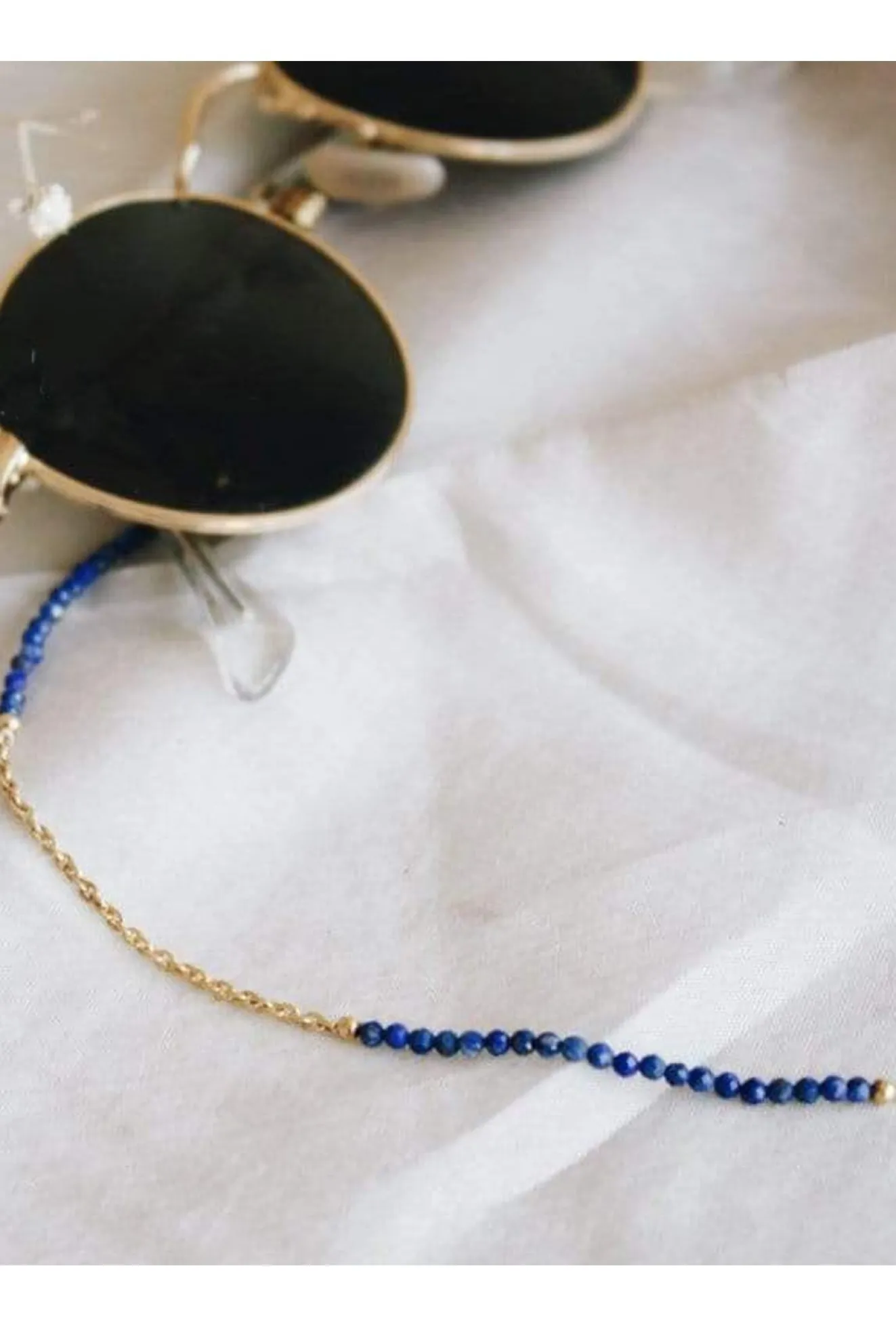 24K Gold Plated Lapis Lazuli Glasses Chain & Bracelet