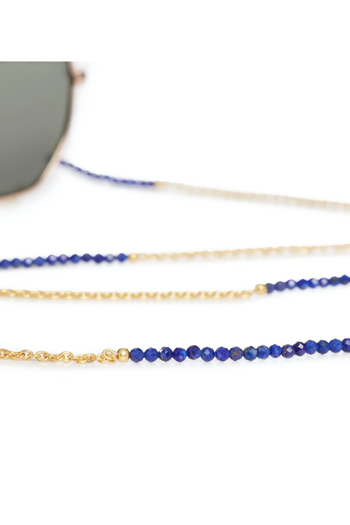 24K Gold Plated Lapis Lazuli Glasses Chain & Bracelet