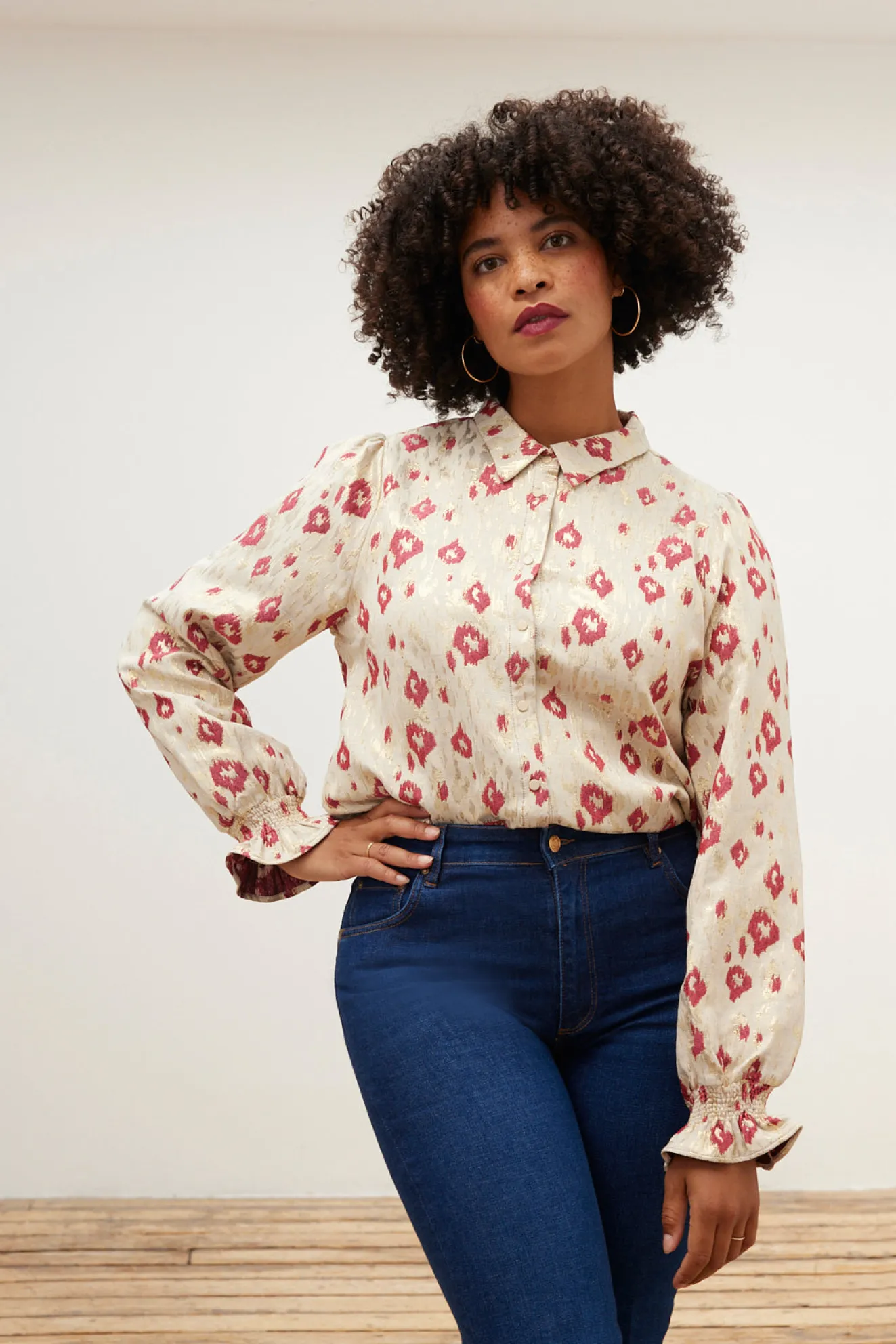 Pom Amsterdam Leopard Print Shimmer Blouse