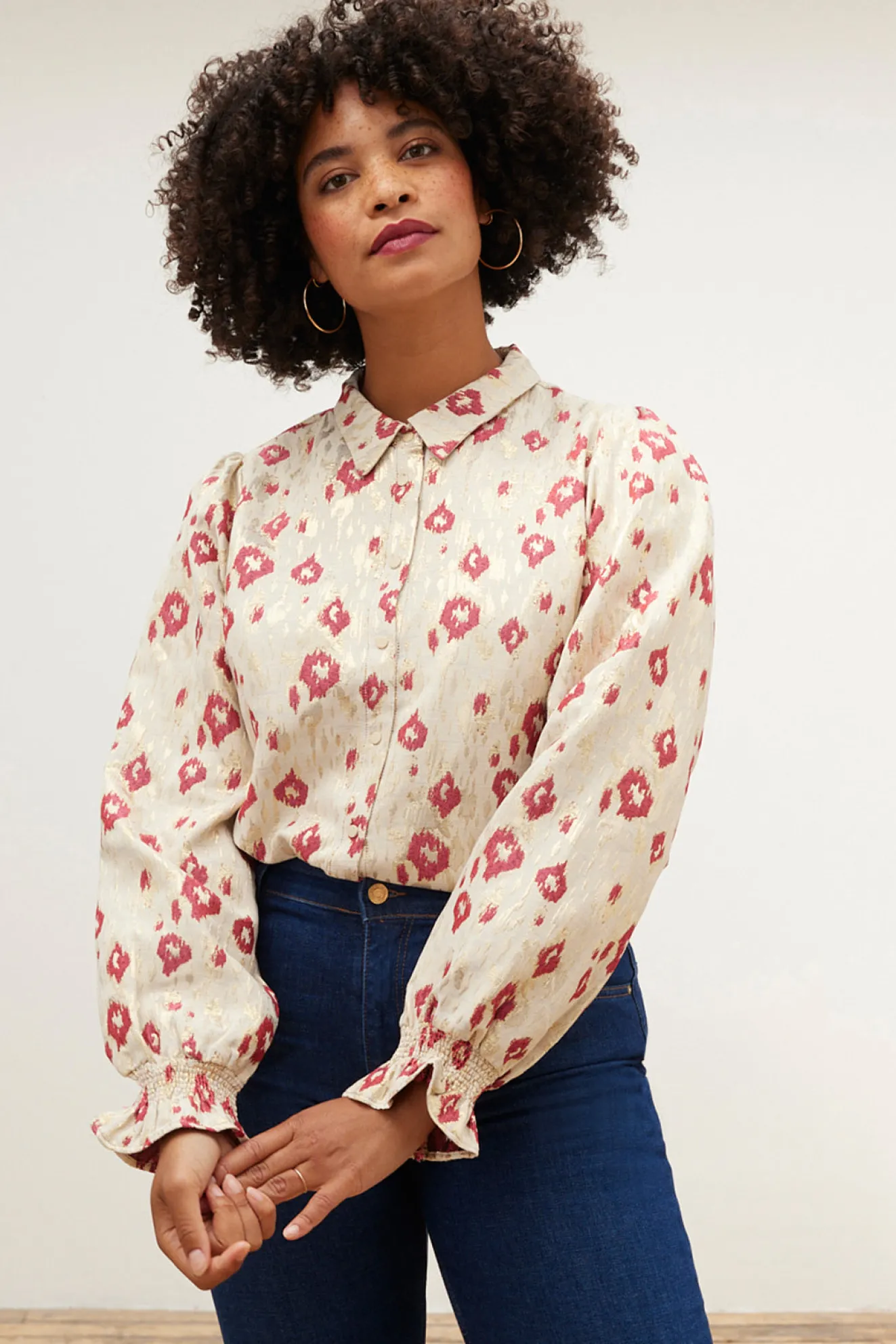 Pom Amsterdam Leopard Print Shimmer Blouse