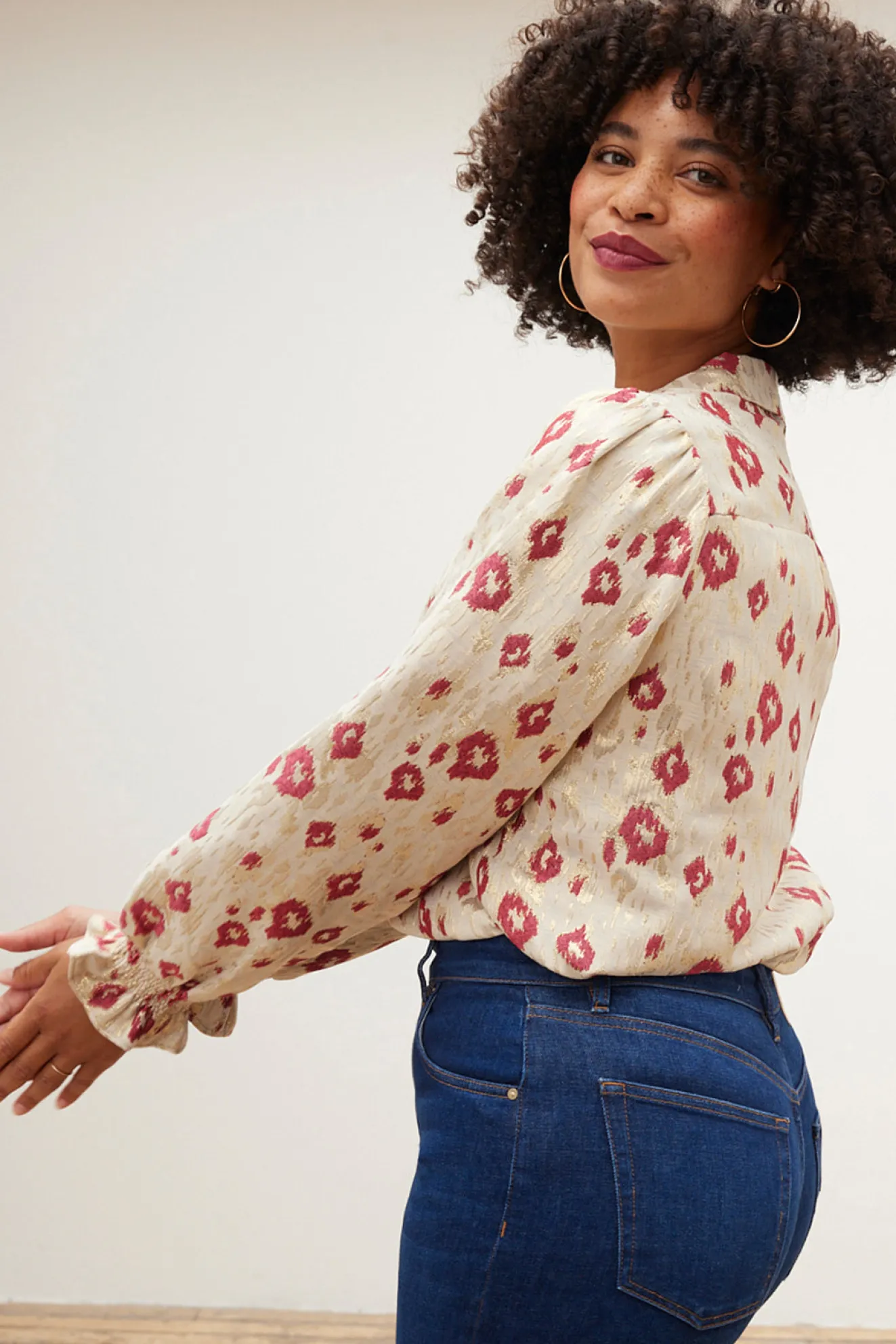 Pom Amsterdam Leopard Print Shimmer Blouse
