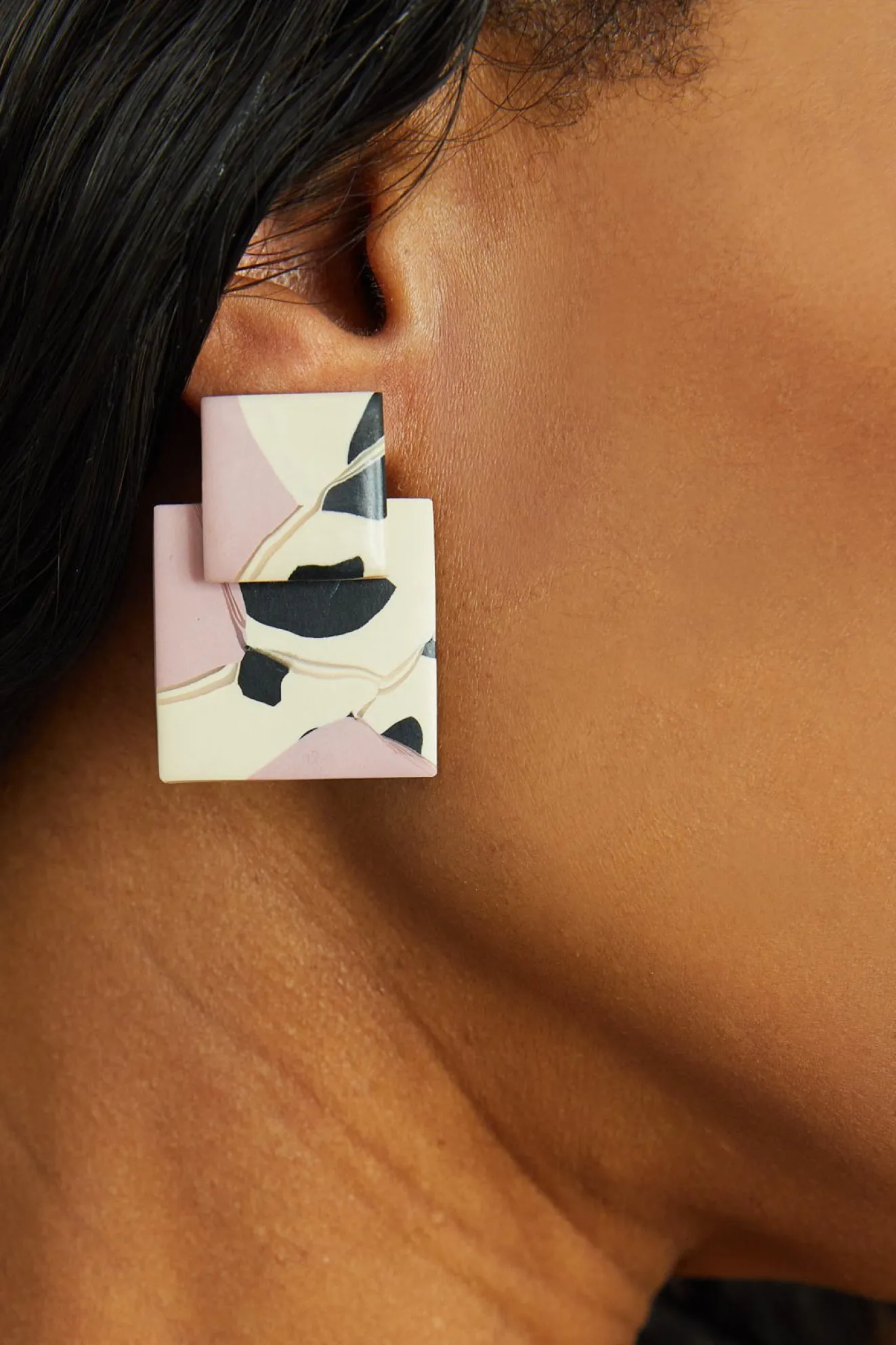 Mini Lou Pink & Leo Geometric Earrings
