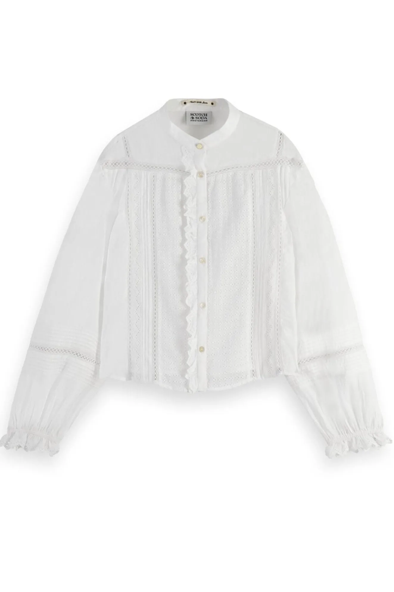 Scotch & Soda Organic Cotton Broderie Anglaise White Shirt
