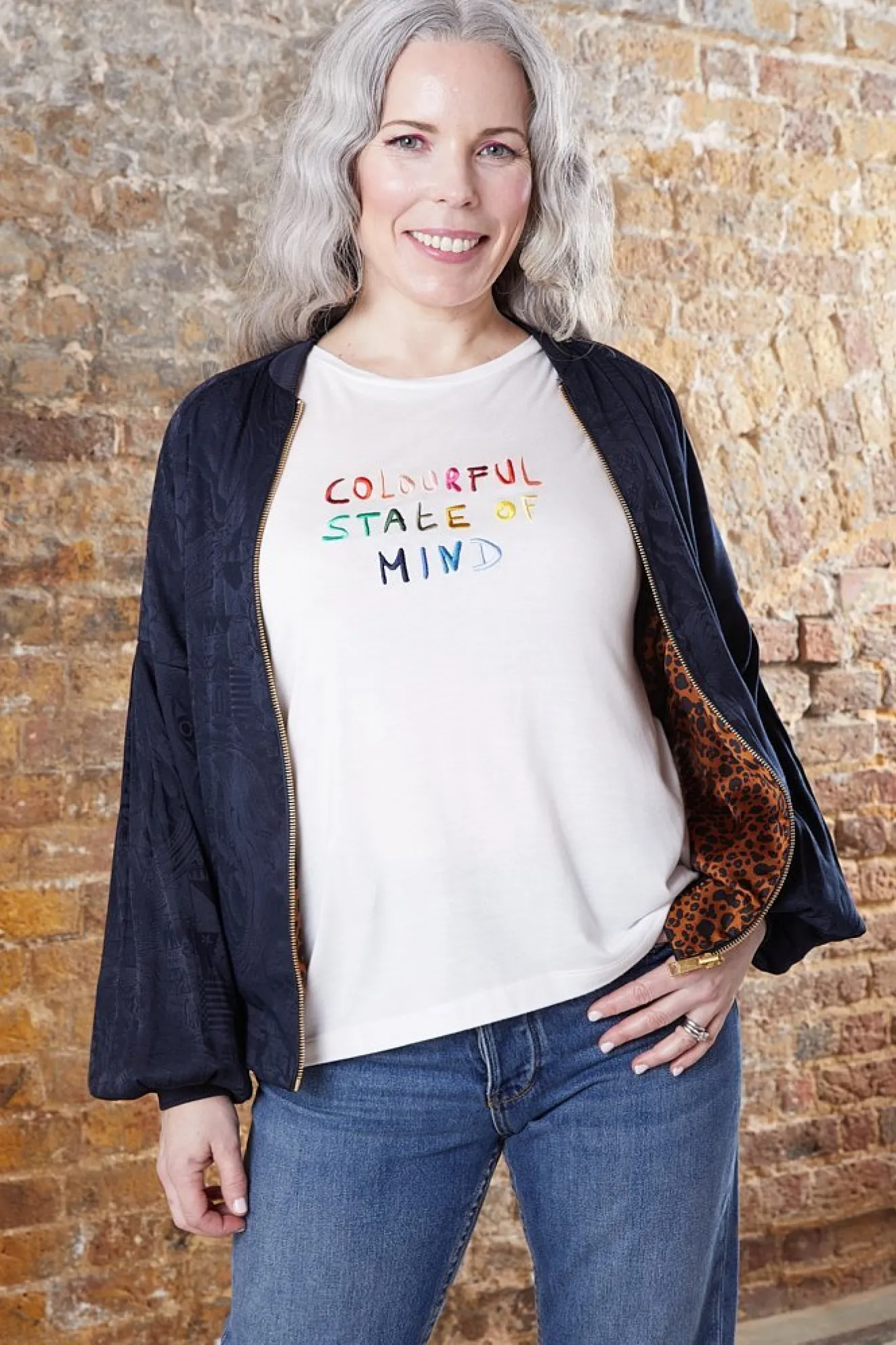 Pom Amsterdam Colourful State Of Mind Embroidered T-Shirt