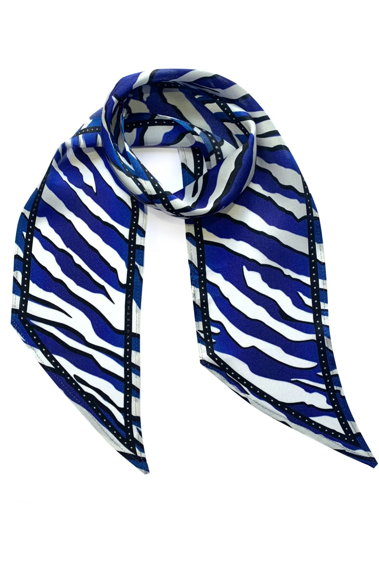 Tiger Cobalt Blue Silk Neck Scarf