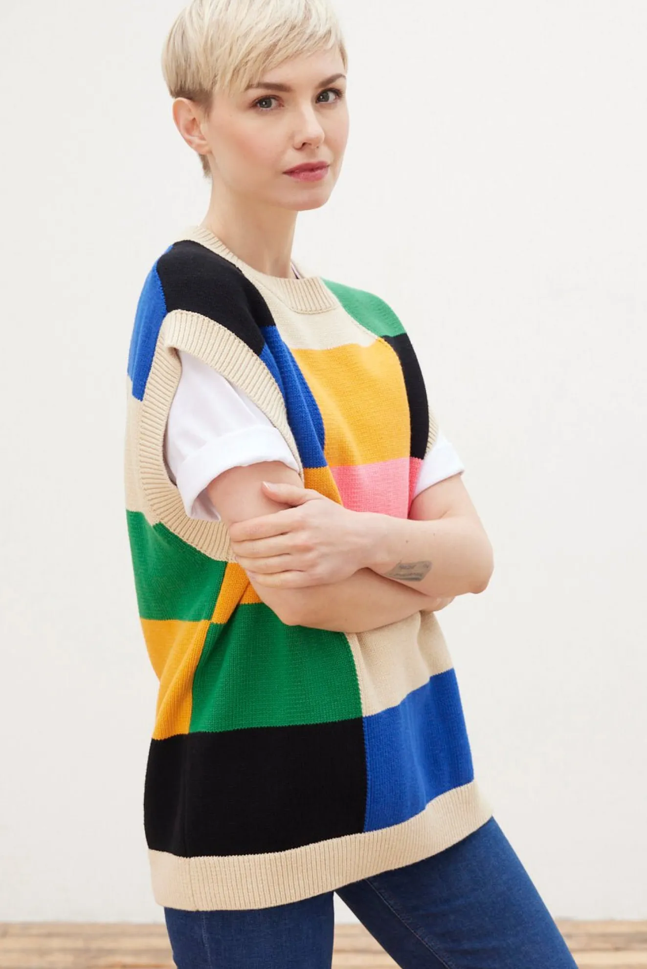 Stella Nova Alberte Checks Knitted Vest