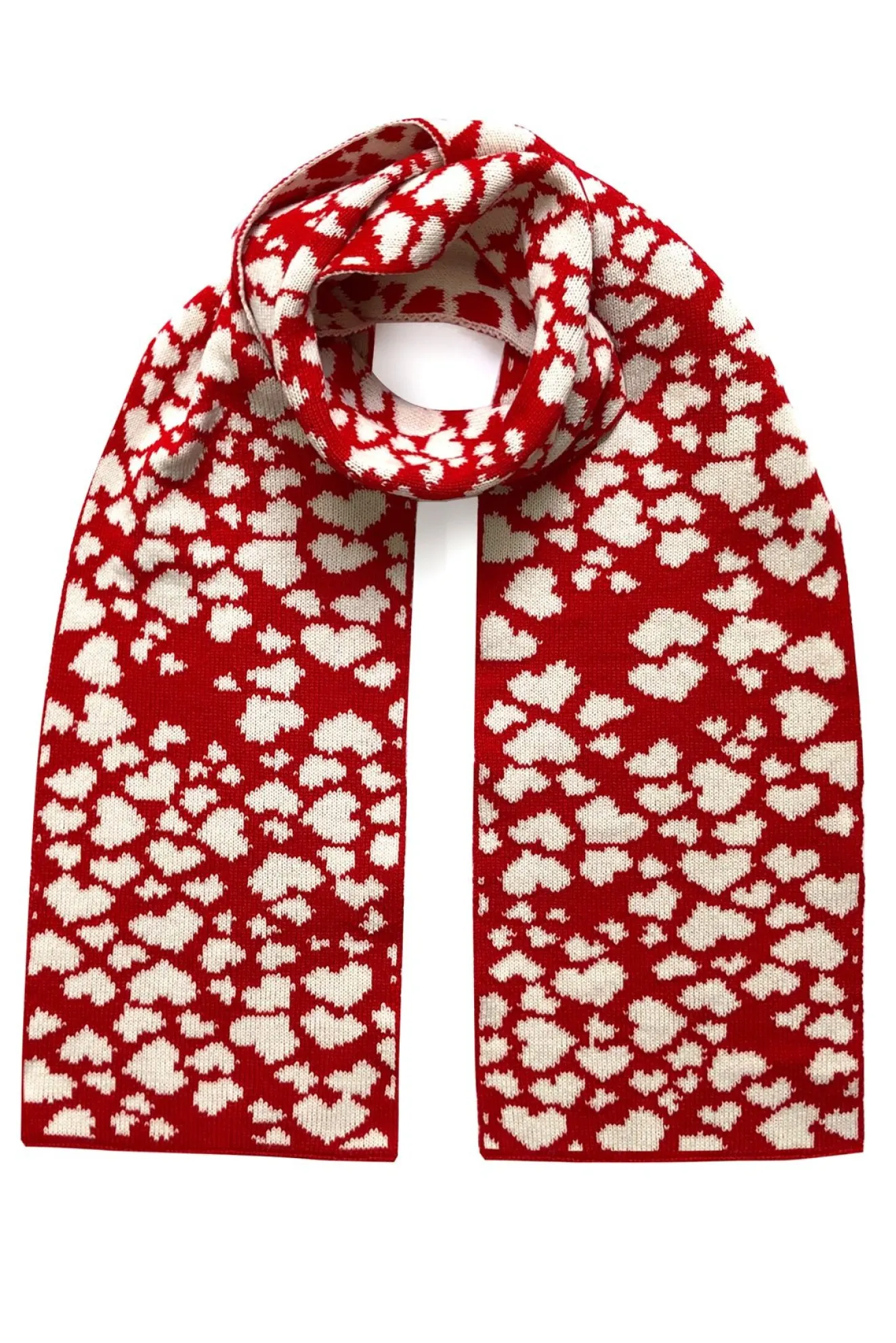 Hearts Wool & Cashmere Red Scarf