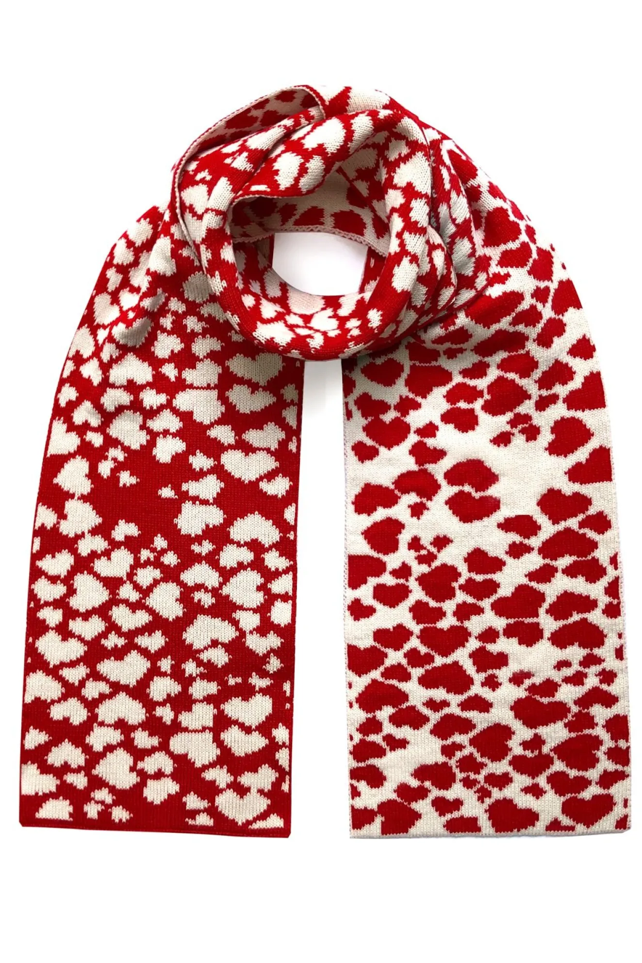 Hearts Wool & Cashmere Red Scarf