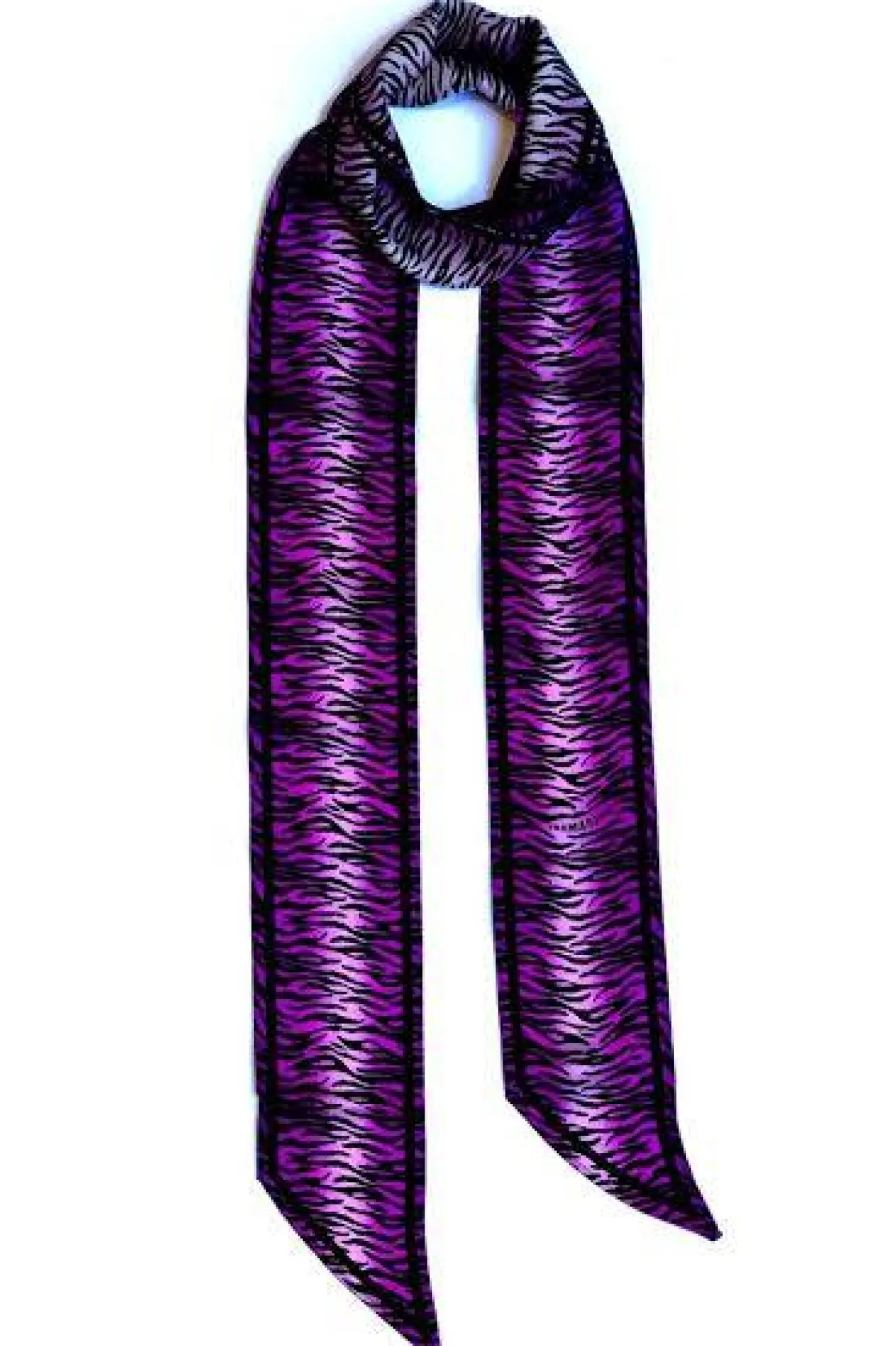 Tiger Silk Neck Scarf Long Magenta