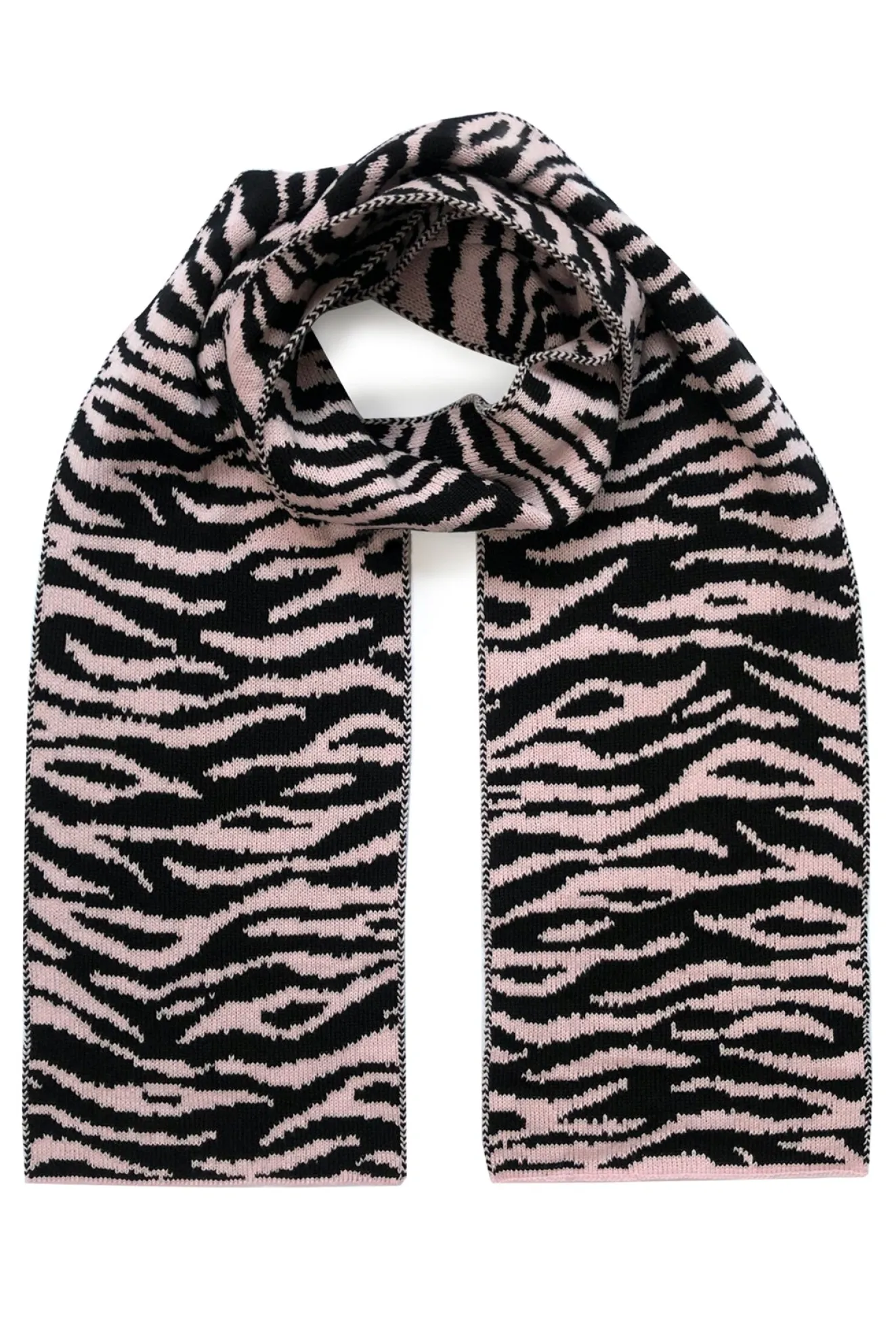Tiger Stripe Wool & Cashmere Baby Pink Scarf