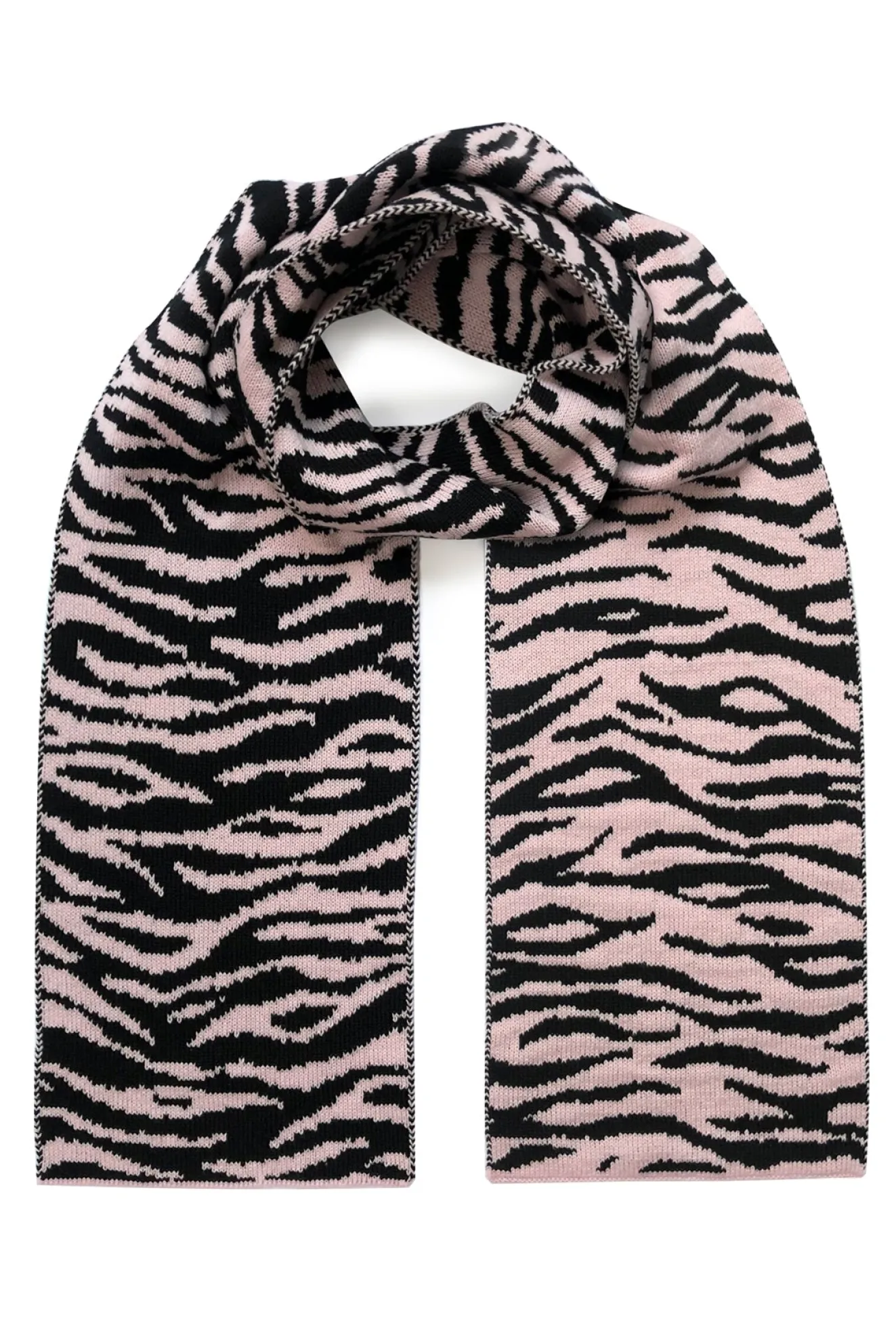 Tiger Stripe Wool & Cashmere Baby Pink Scarf