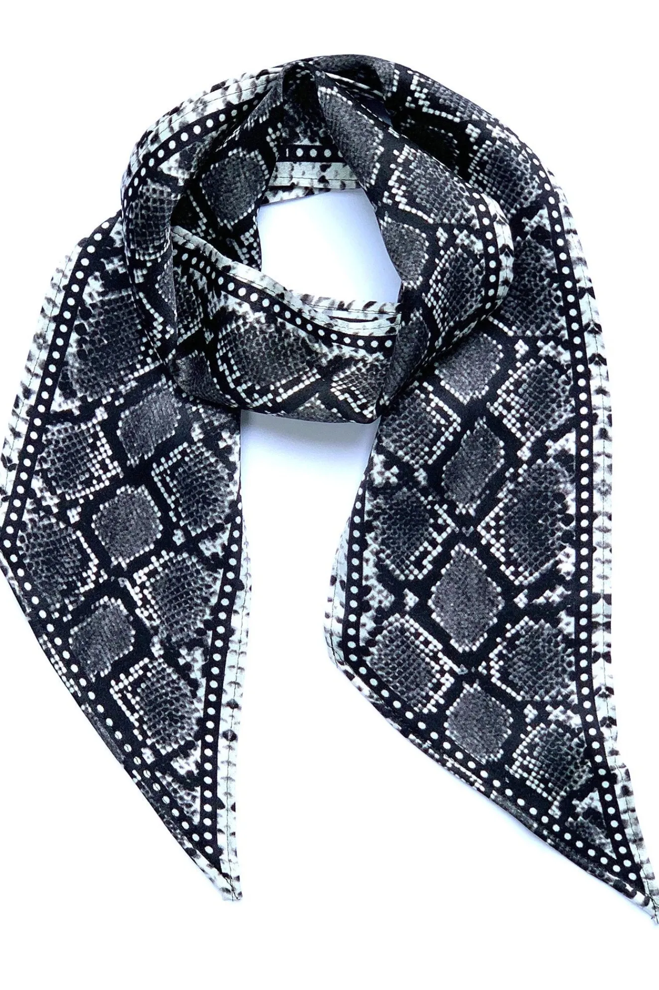 Snakeskin Silk Neck Scarf Grey