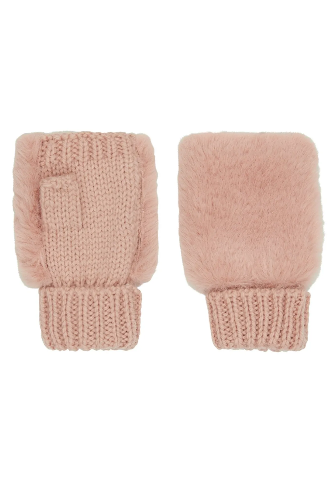 Jakke Sofia Faux Fur Fingerless Gloves (Available In Pink, Olive & Lavender)
