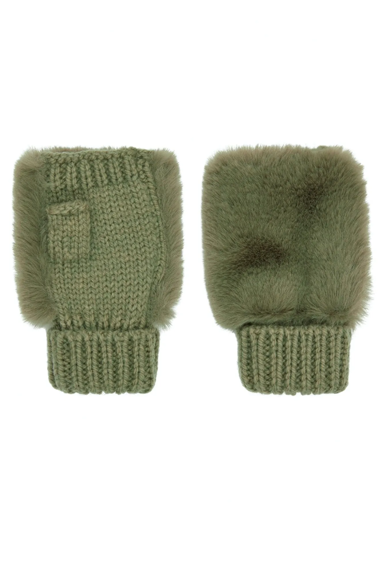 Jakke Sofia Faux Fur Fingerless Gloves (Available In Pink, Olive & Lavender)