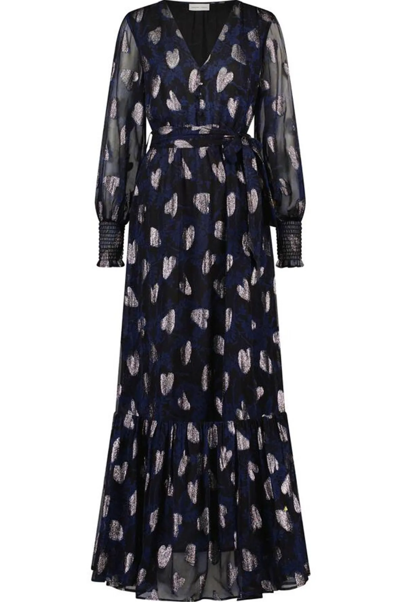 Fabienne Chapot Chacha Metallic Heart Print Maxi Dress