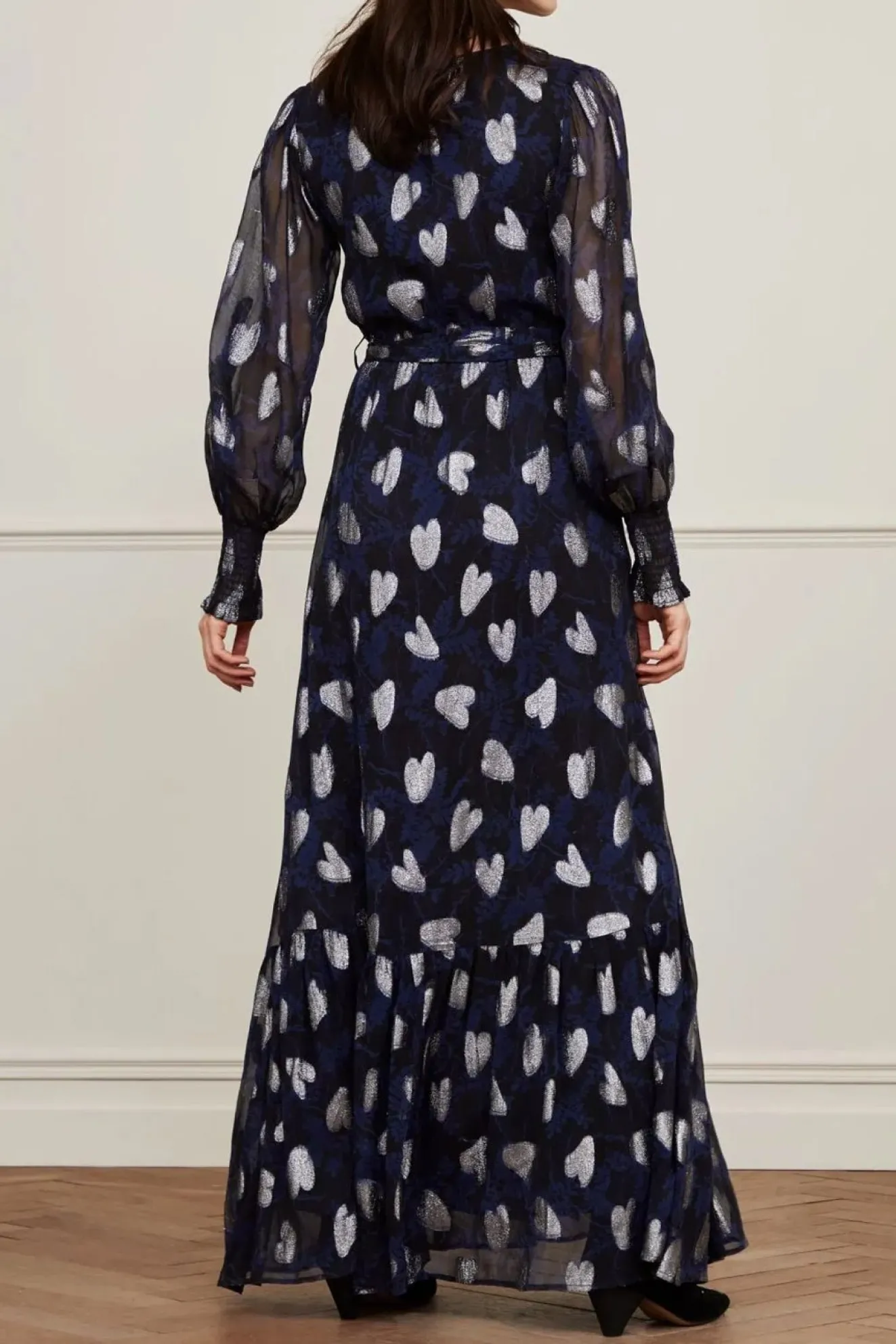 Fabienne Chapot Chacha Metallic Heart Print Maxi Dress