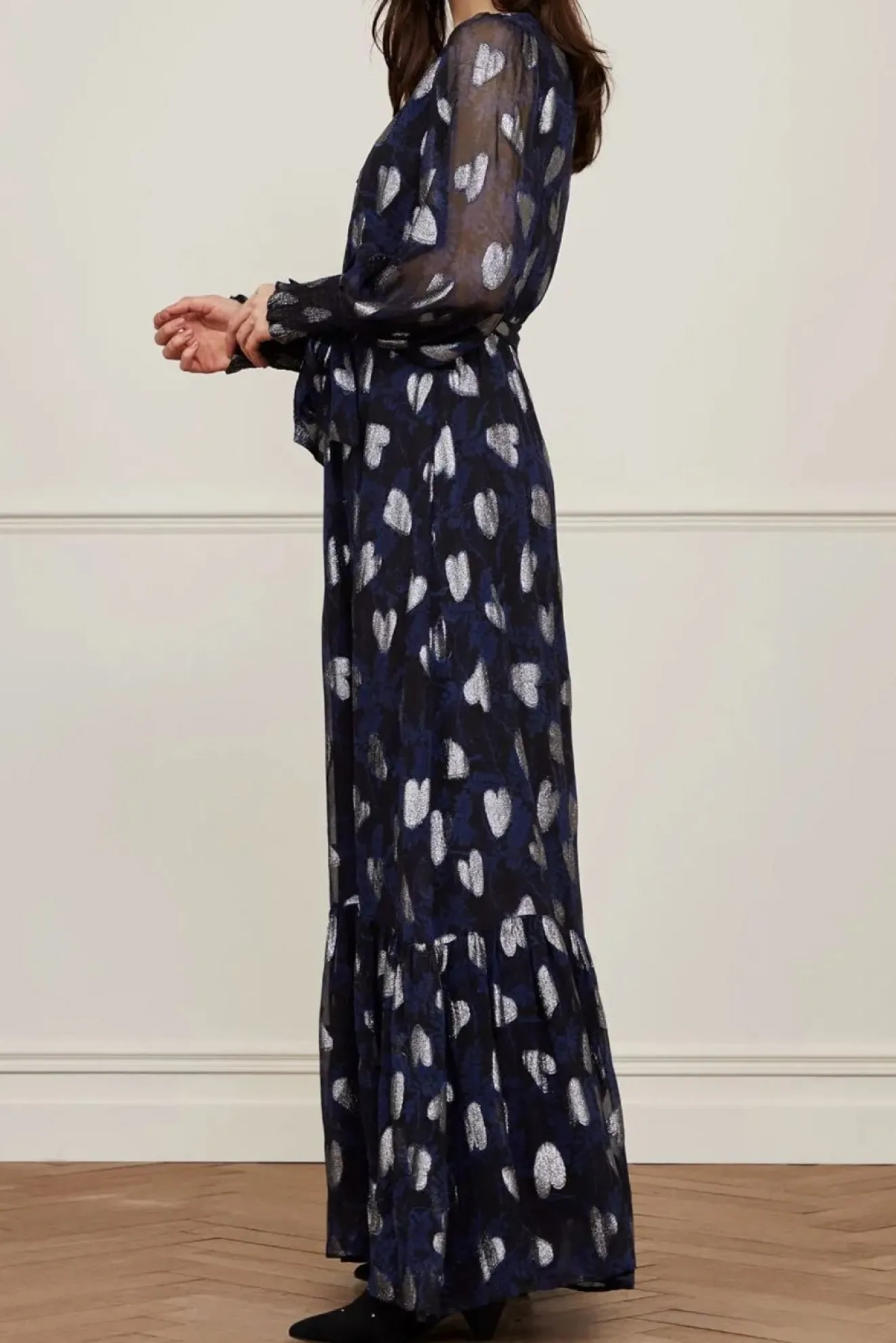 Fabienne Chapot Chacha Metallic Heart Print Maxi Dress