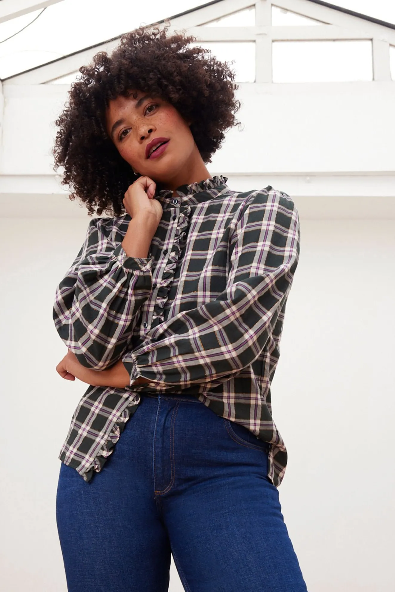 Pom Amsterdam Checks Anthracite Blouse