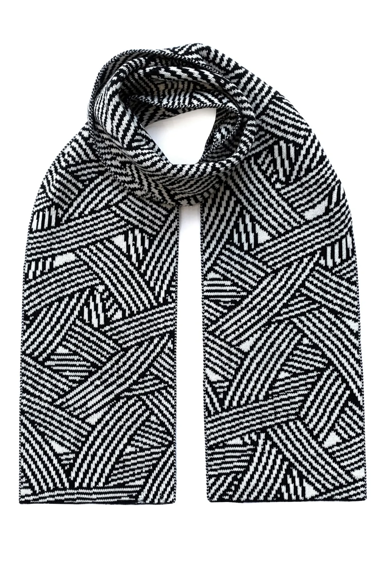 Geometric Wool & Cashmere Black Scarf