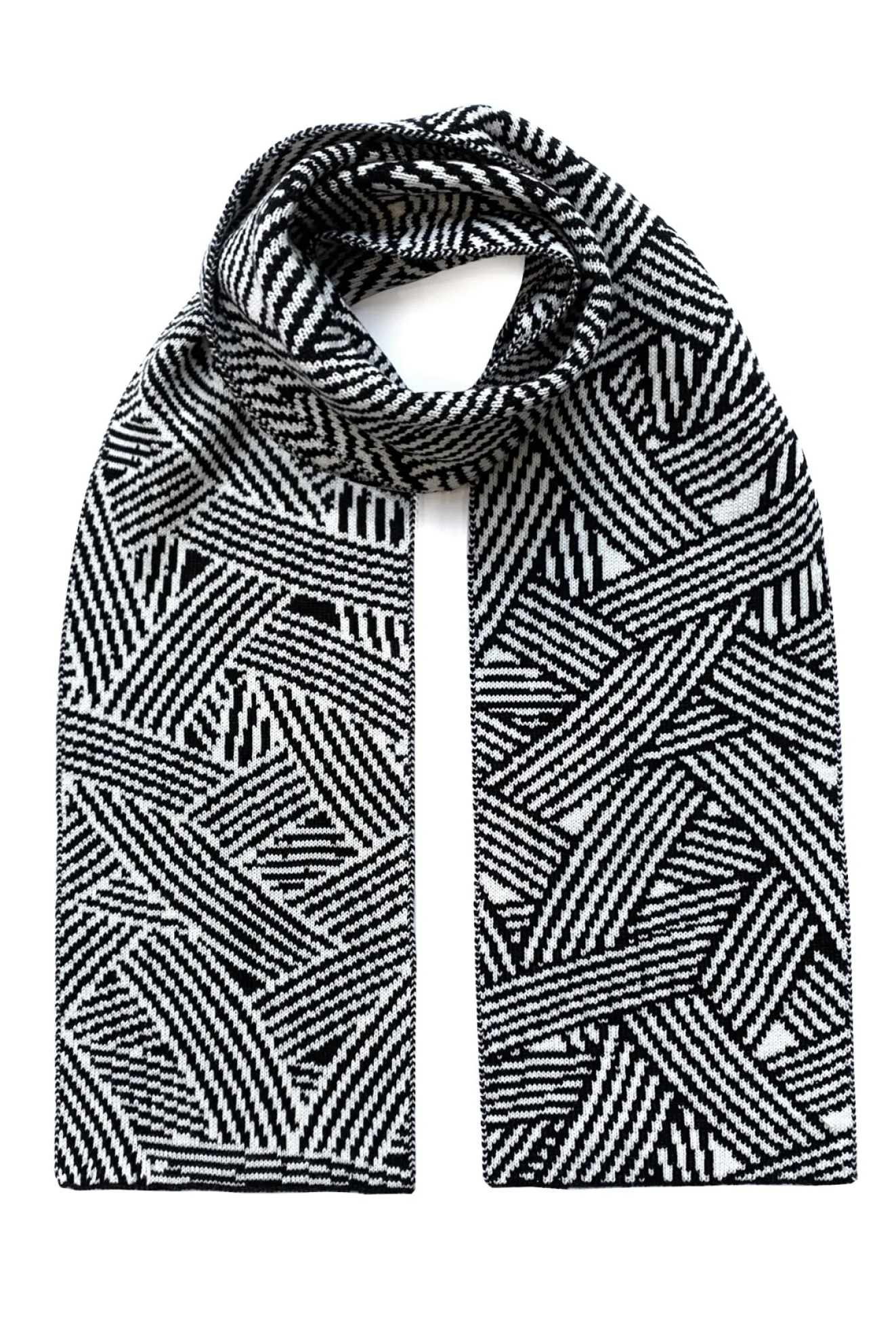 Geometric Wool & Cashmere Black Scarf
