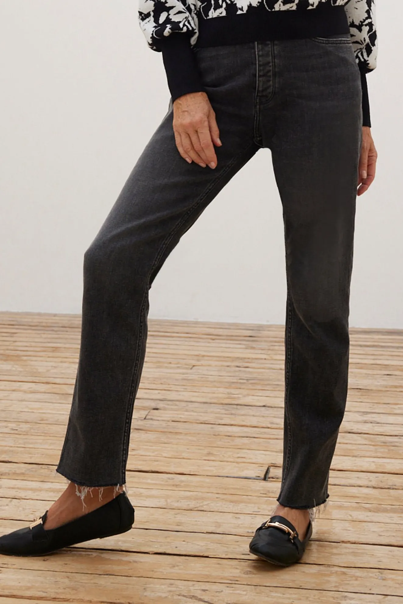 Reiko Milo Black Wash High Waisted Straight Jeans