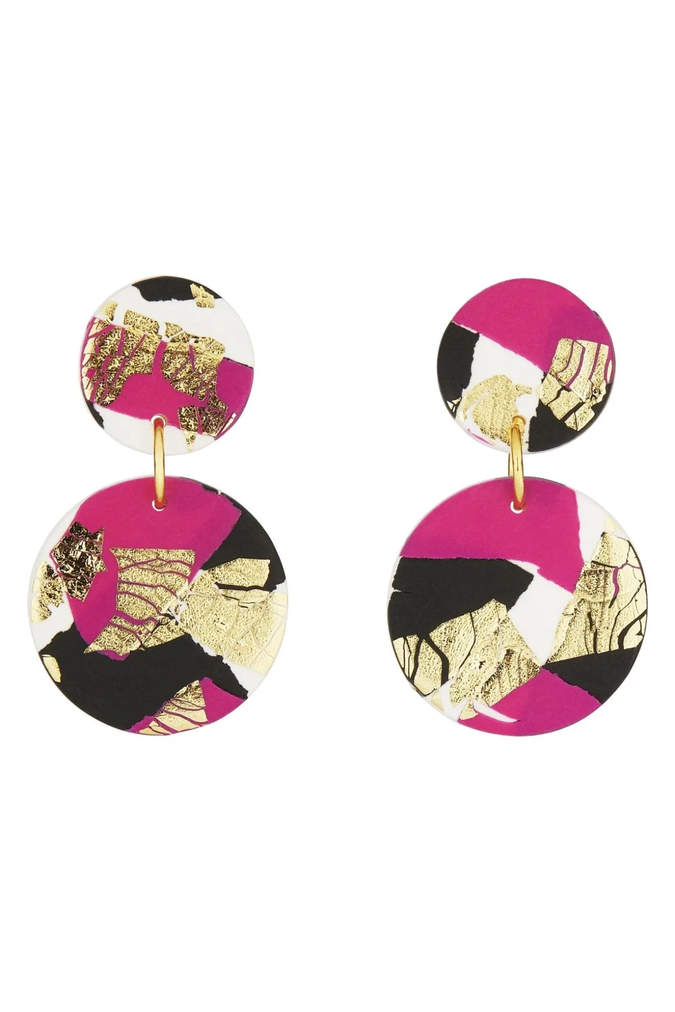 Strike Out Ageism Charity Pink, Black & Gold Medium Earrings