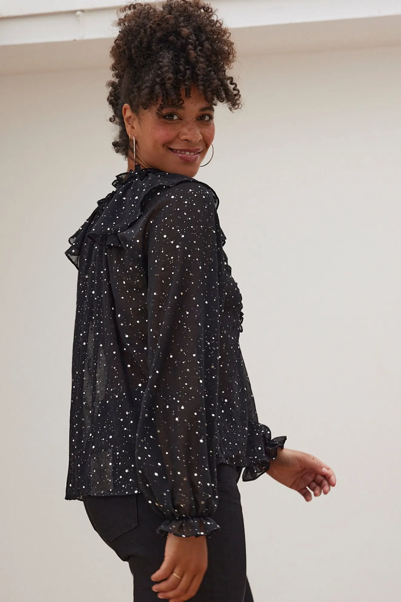 Stella Nova Aise Sequin Black Blouse
