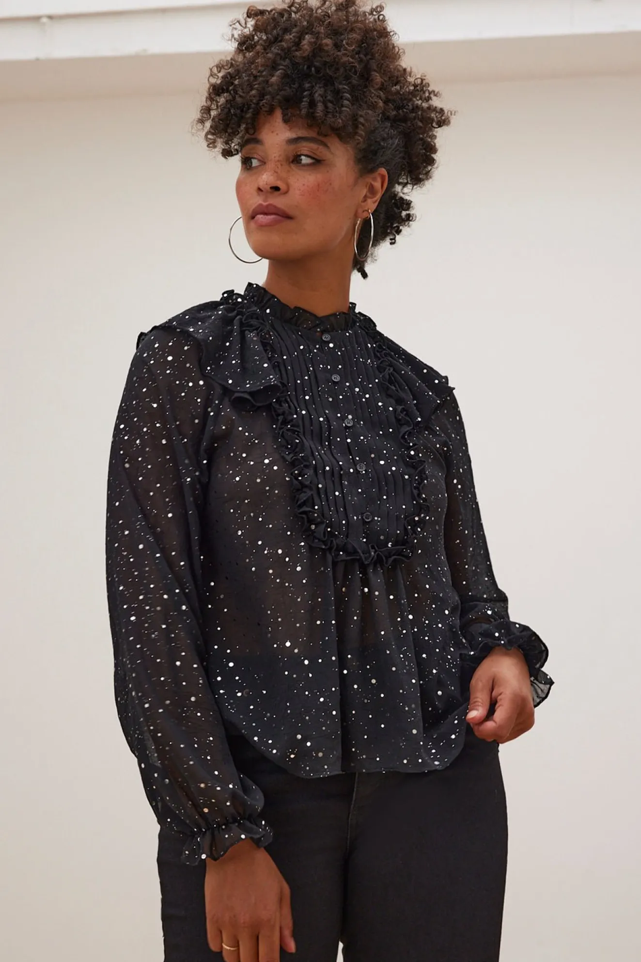 Stella Nova Aise Sequin Black Blouse