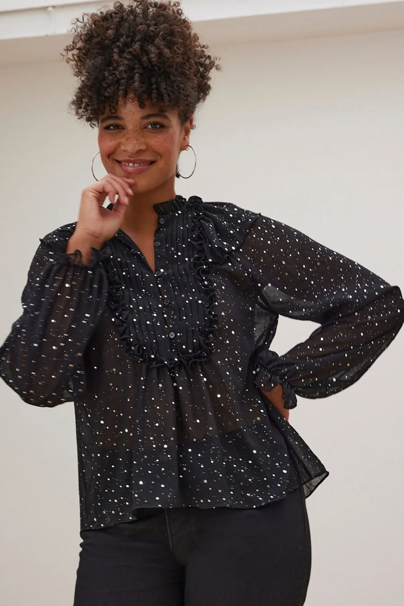 Stella Nova Aise Sequin Black Blouse