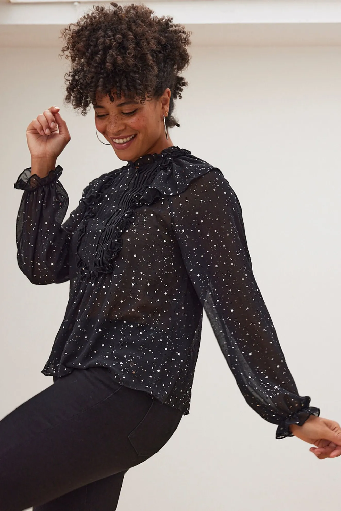 Stella Nova Aise Sequin Black Blouse